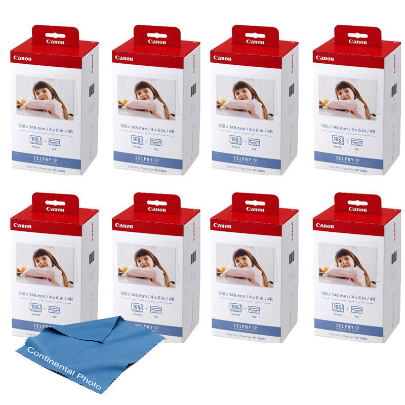 8PK Canon KP-108IN Color Ink Paper Set 4×6 for Canon Selphy CP1200 CP1300 CP1500