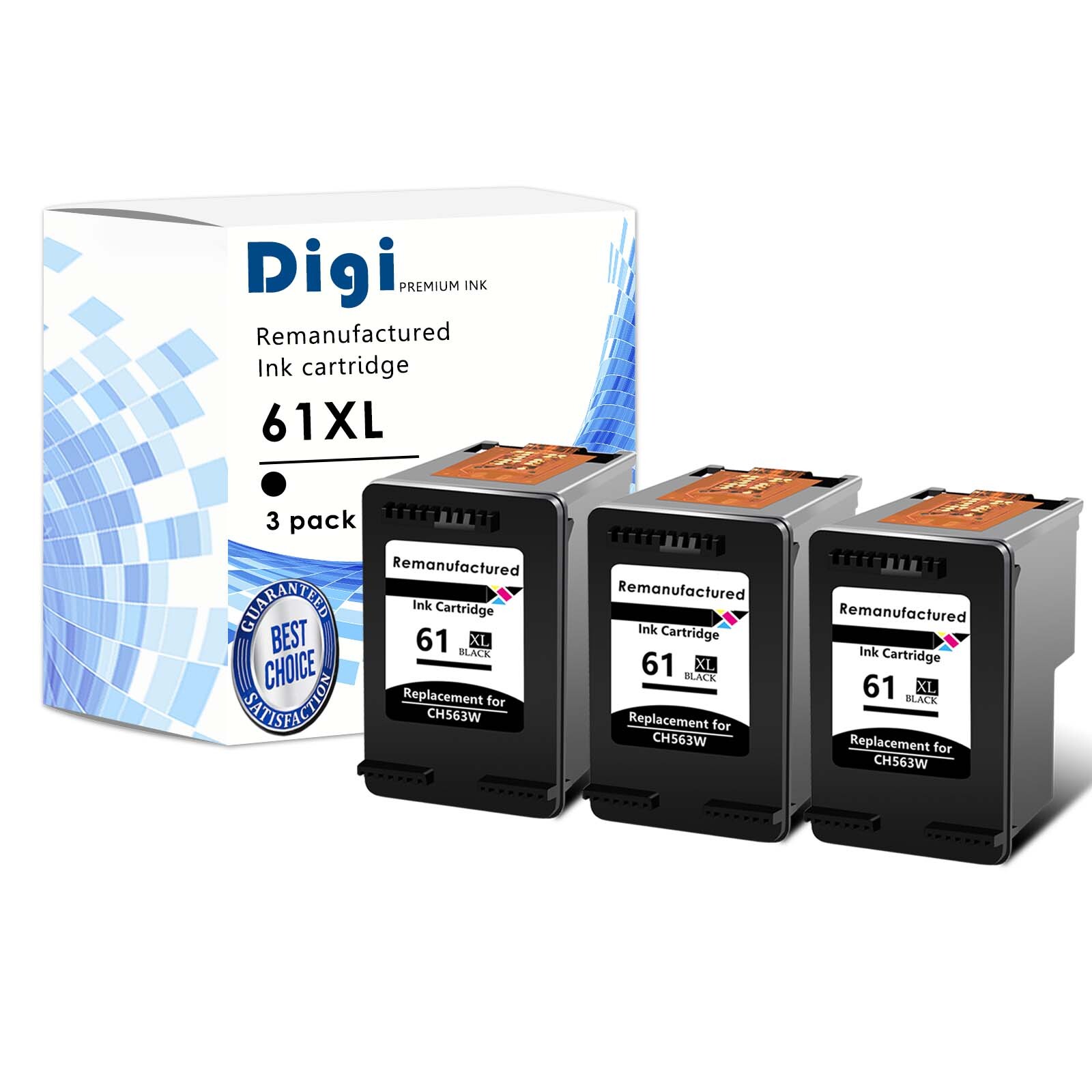 3PK 61XL 61XL Ink Cartridge Black For HP Officejet 2620 2621 2622 ENVY 4505 5530