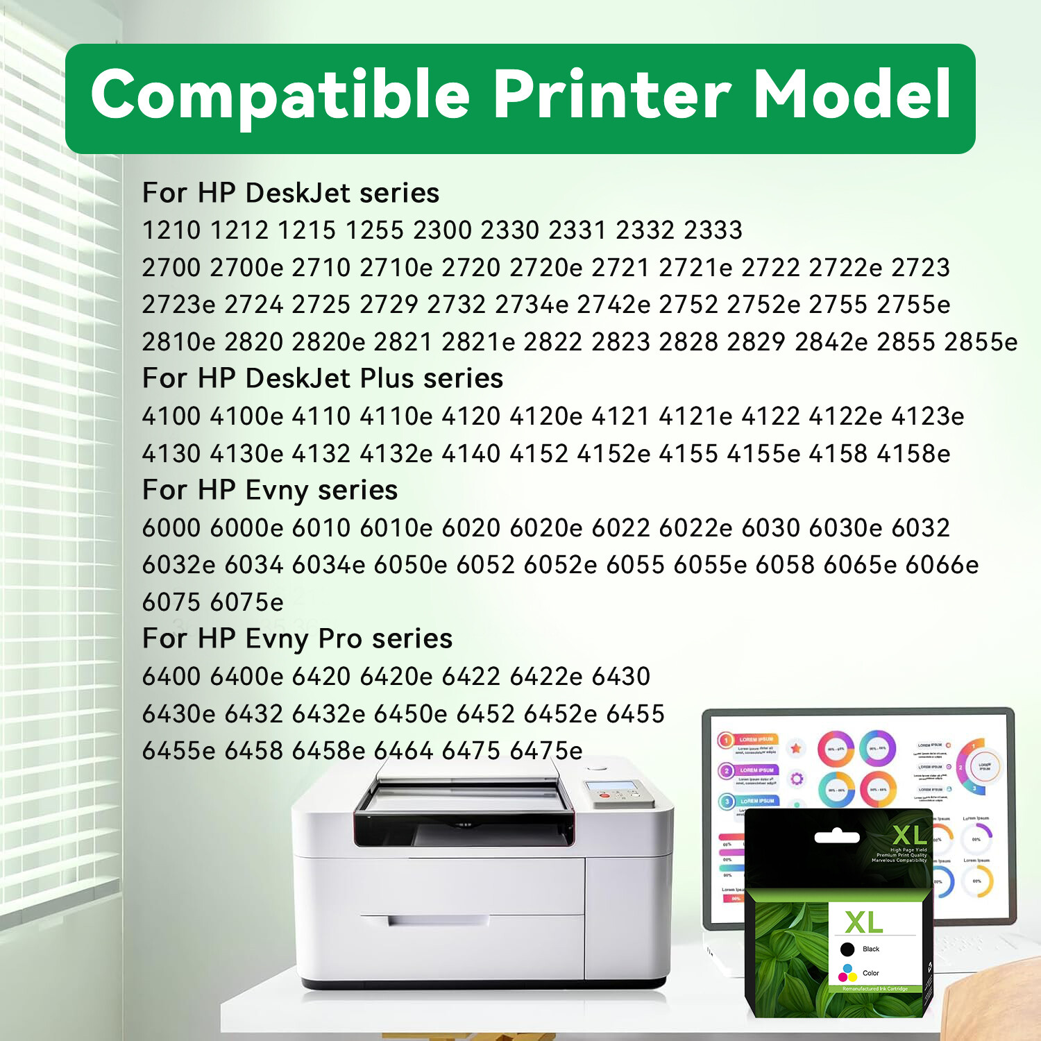 67XL 67 XL Ink Cartridge For HP DeskJet 2700 2755 2852 2855 4152 4155 E Printers