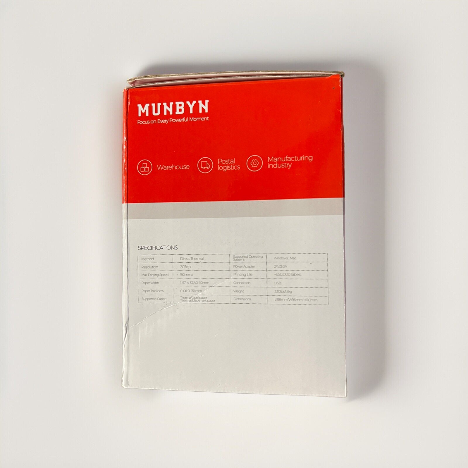 MUNBYN Shipping Label Printer 150mm/s 4×6 Desktop USB Thermal – White