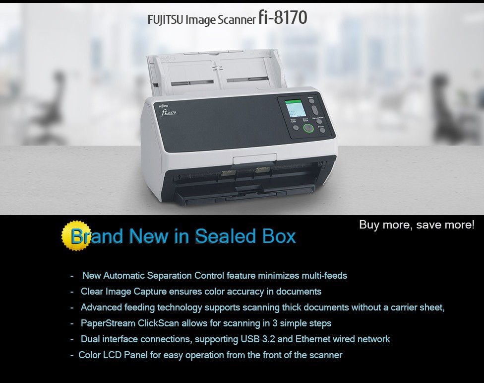BNIB Ricoh fi-8170 High Speed Color Duplex Document Scanner