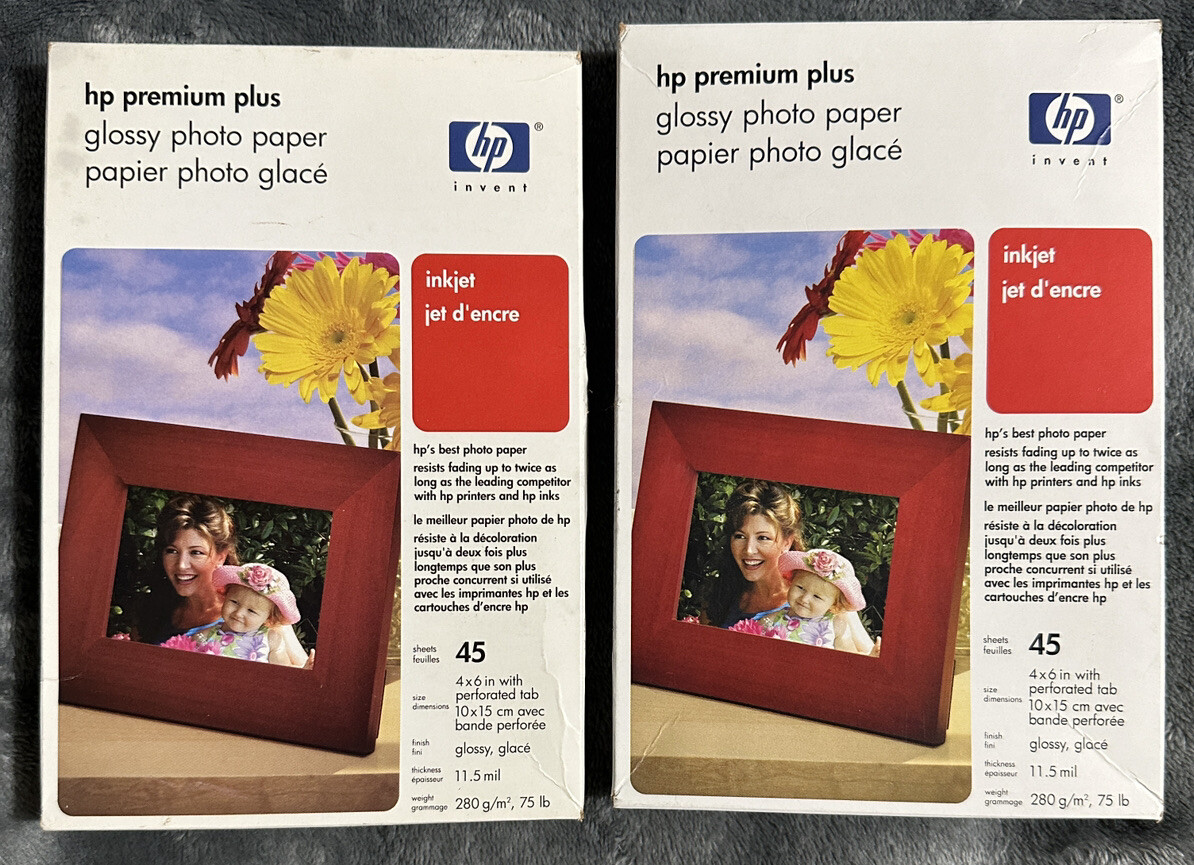 HP Premium Plus Glossy 4×6 Photo Paper 45 Sheets Q5519A 1 New & 1 Open Box 41 ct