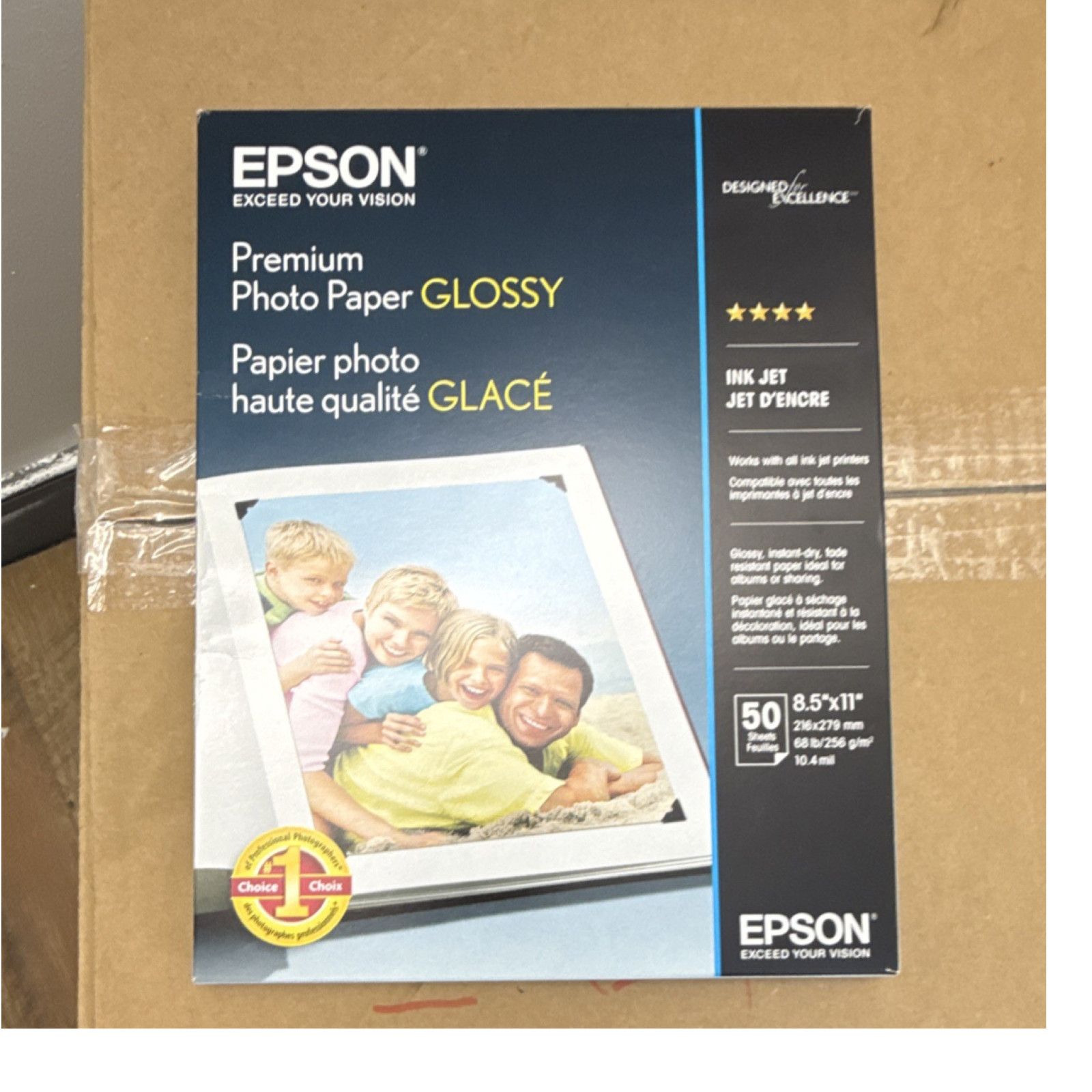 Epson Premium Photo Paper Glossy 8.5x11in 50 Sheets 68lb Inkjet S041945