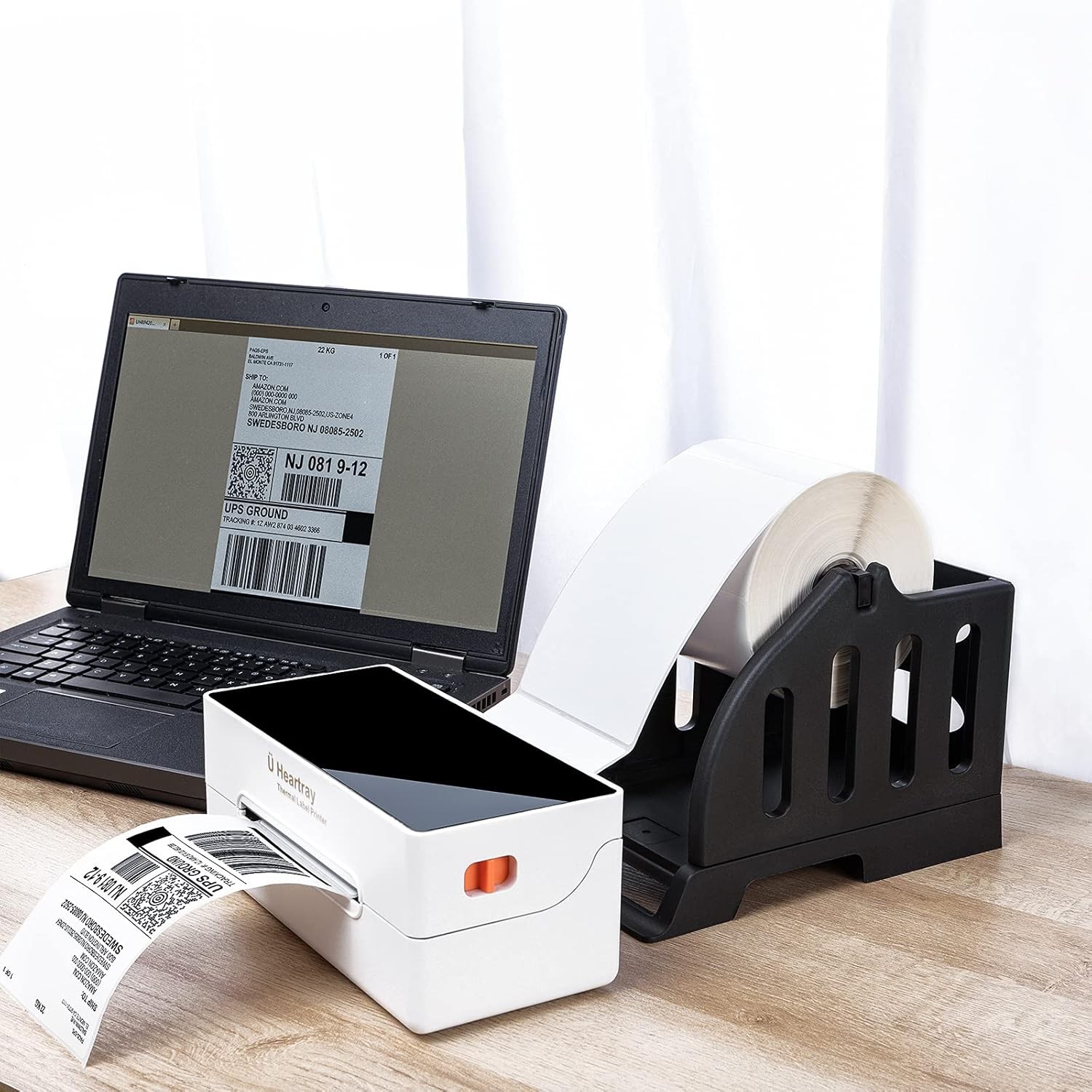 ROLLS LABEL HOLDER FAN-FOLD LABELS Thermal Label Printer 4×6 Plastic Stand NEW