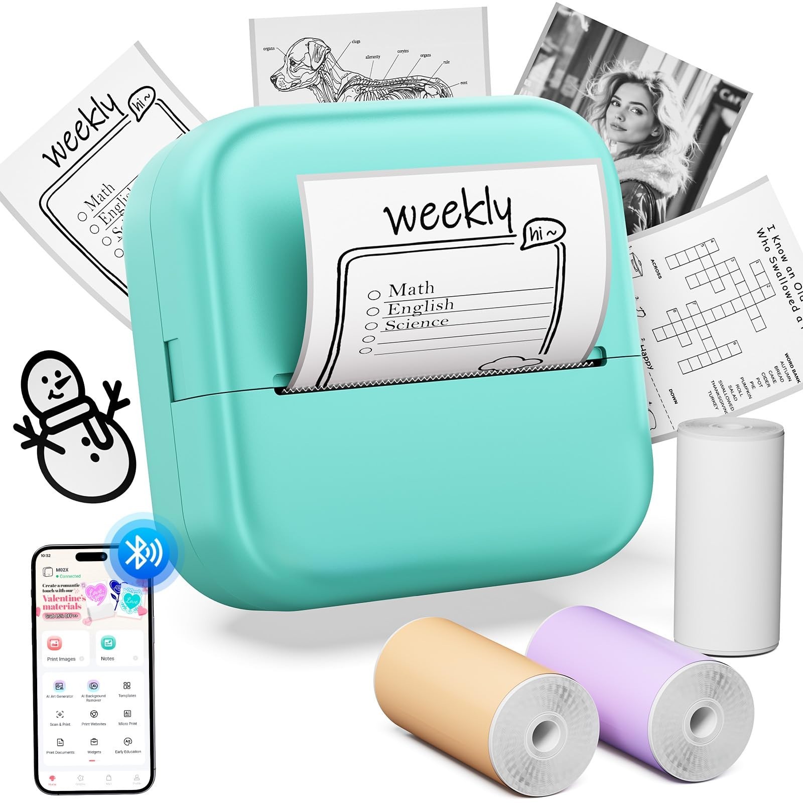 Mini Sticker Printer – APP AI Drawing for Kids Sticker Maker Machine Portable…
