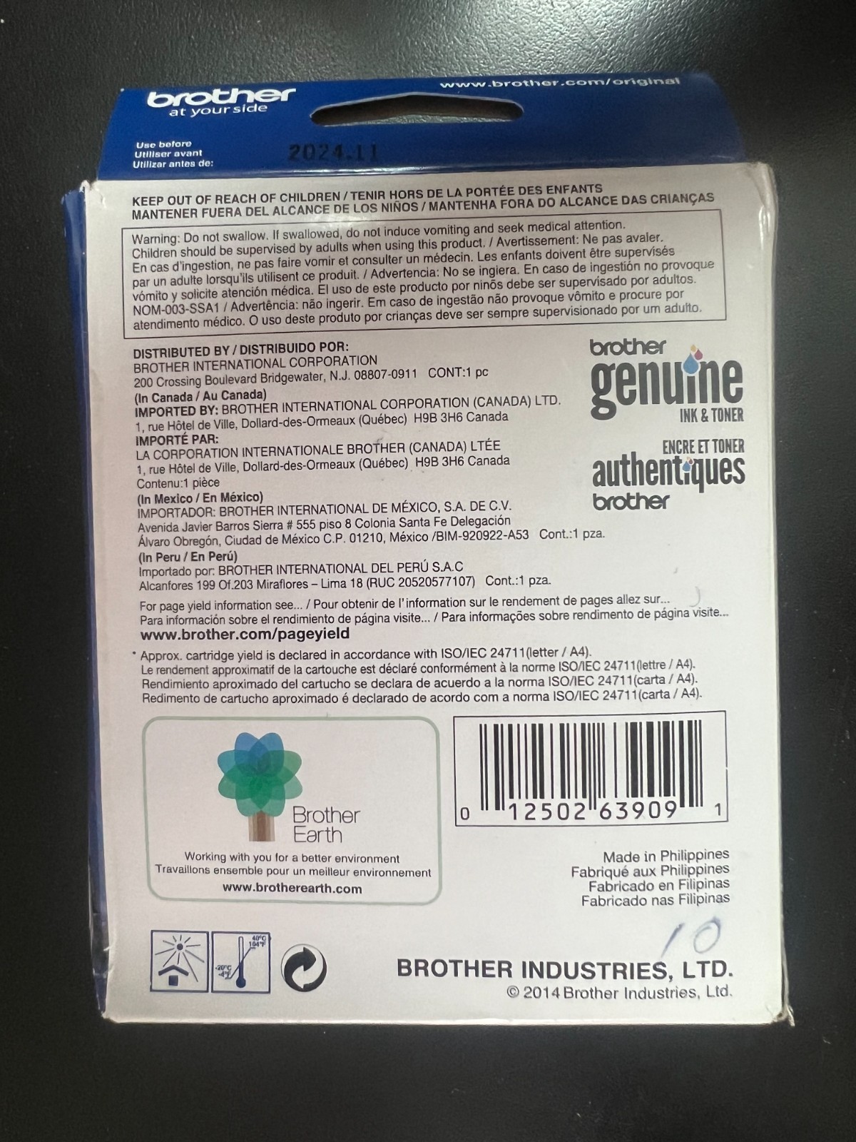 Brother LC209BK XXL Black Ink Cartridge Super High Yield Genuine 9091/OB