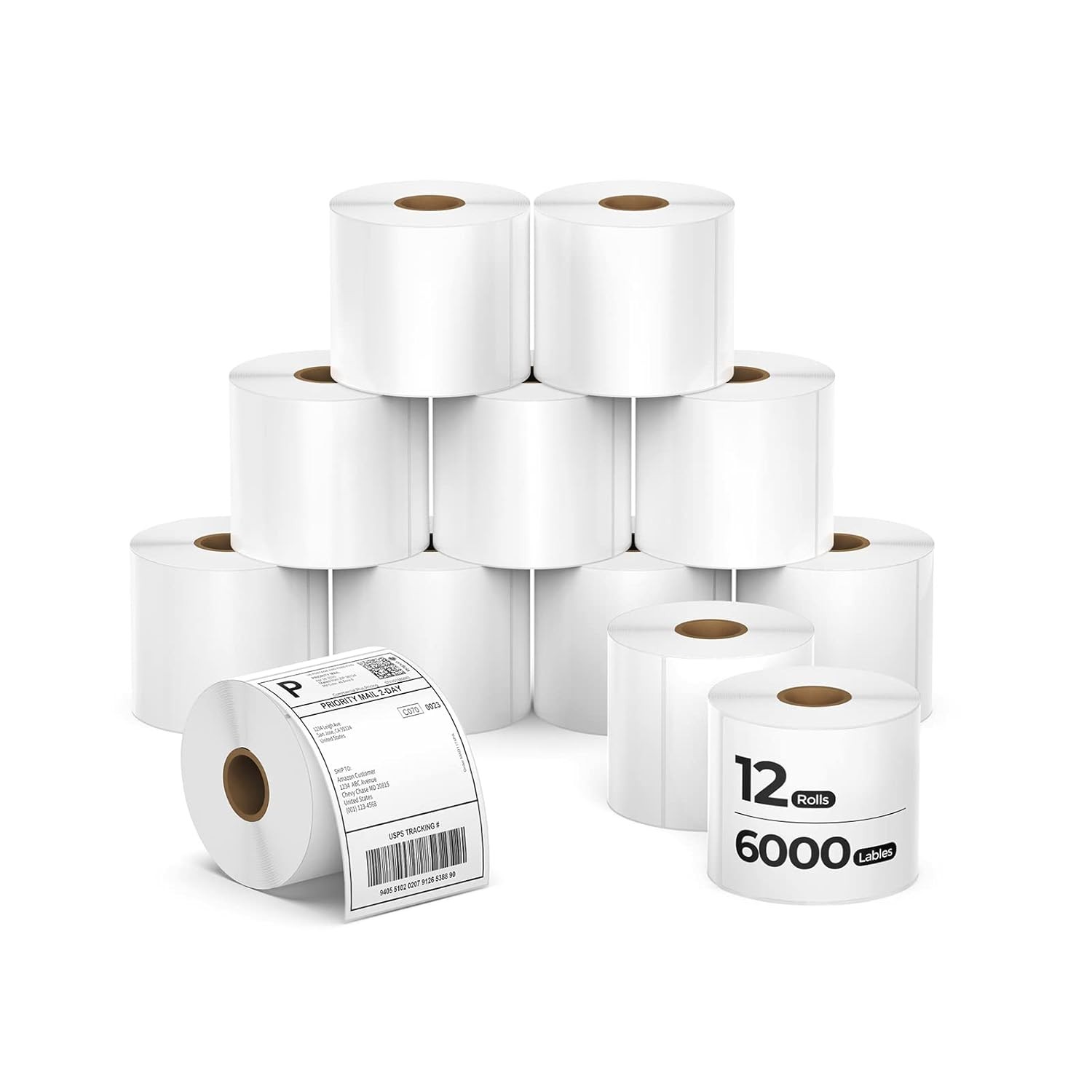 4×6 Inch Direct Thermal Shipping Labels, 6000 Pcs/12 Rolls(500 Pcs per Roll)