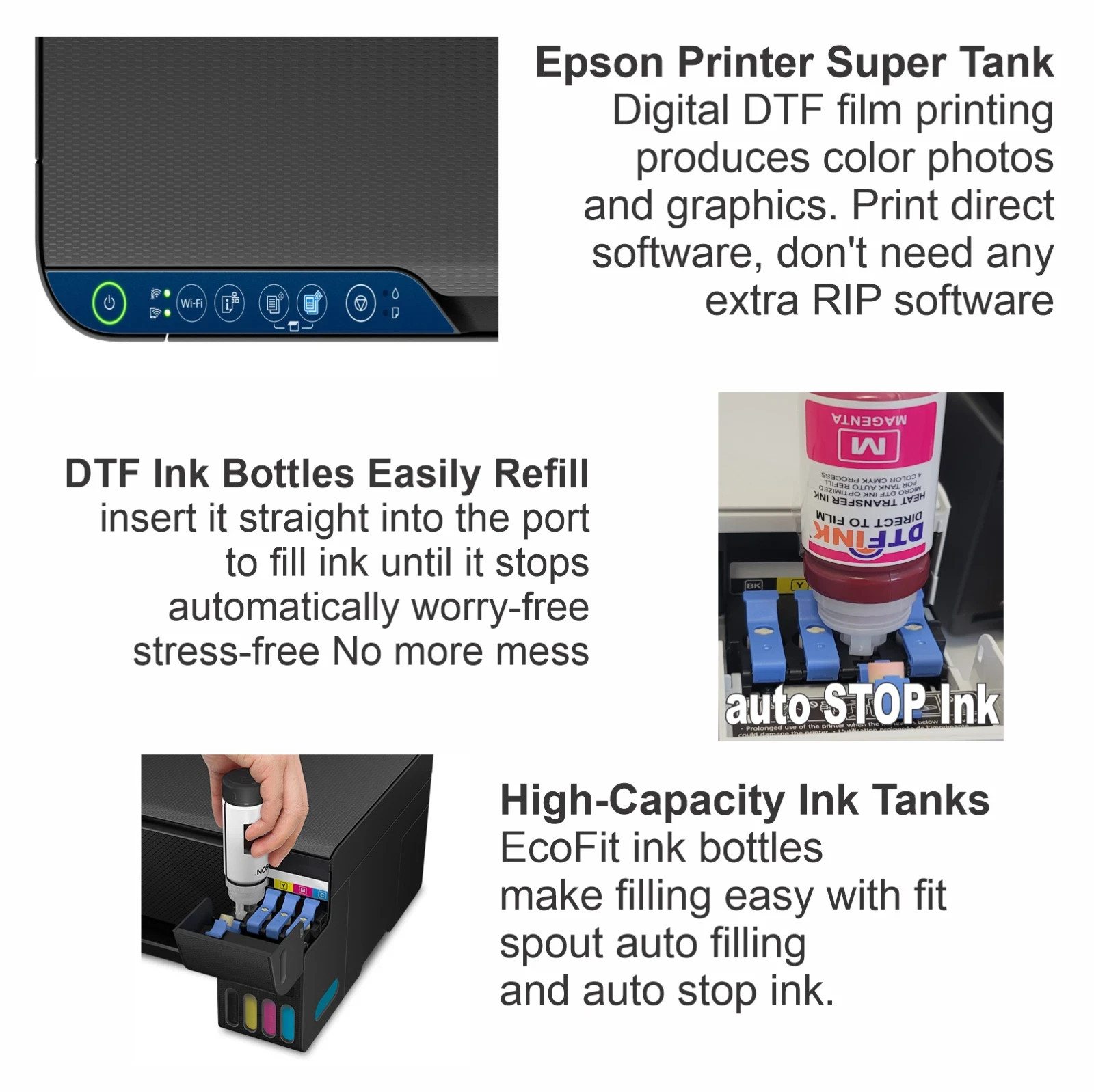 Epson Printer with DTF ink plus Heat Press 12″x15″ T-Shirt Maker Bundle