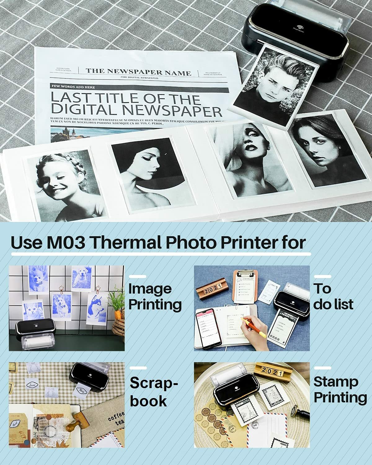 Phomemo M03 Bluetooth Portable Thermal Sticker Printer 80mm for iOS & Android