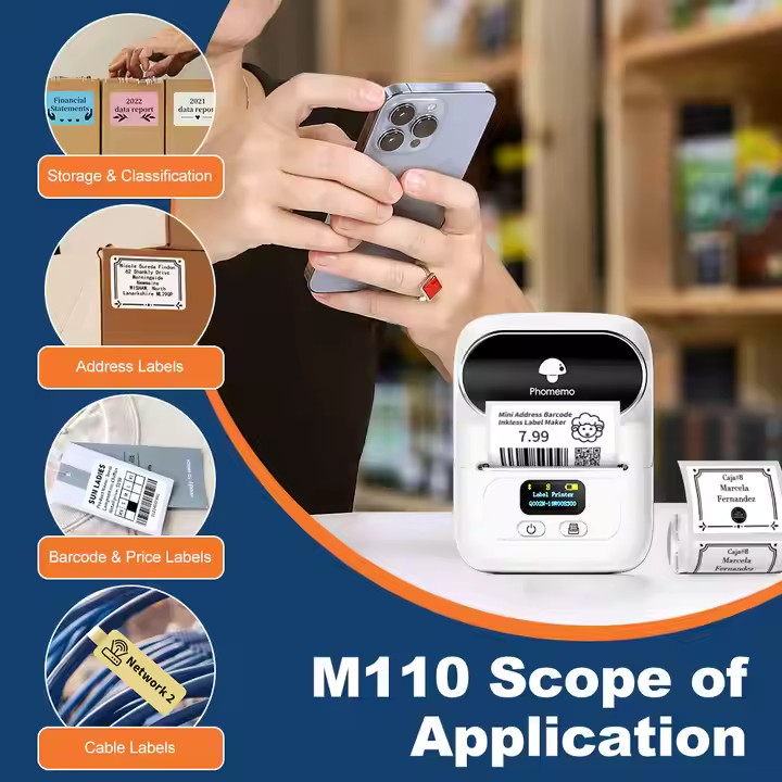 Label Maker Machine with Tape, M100 Bluetooth Label Printer for Small Business