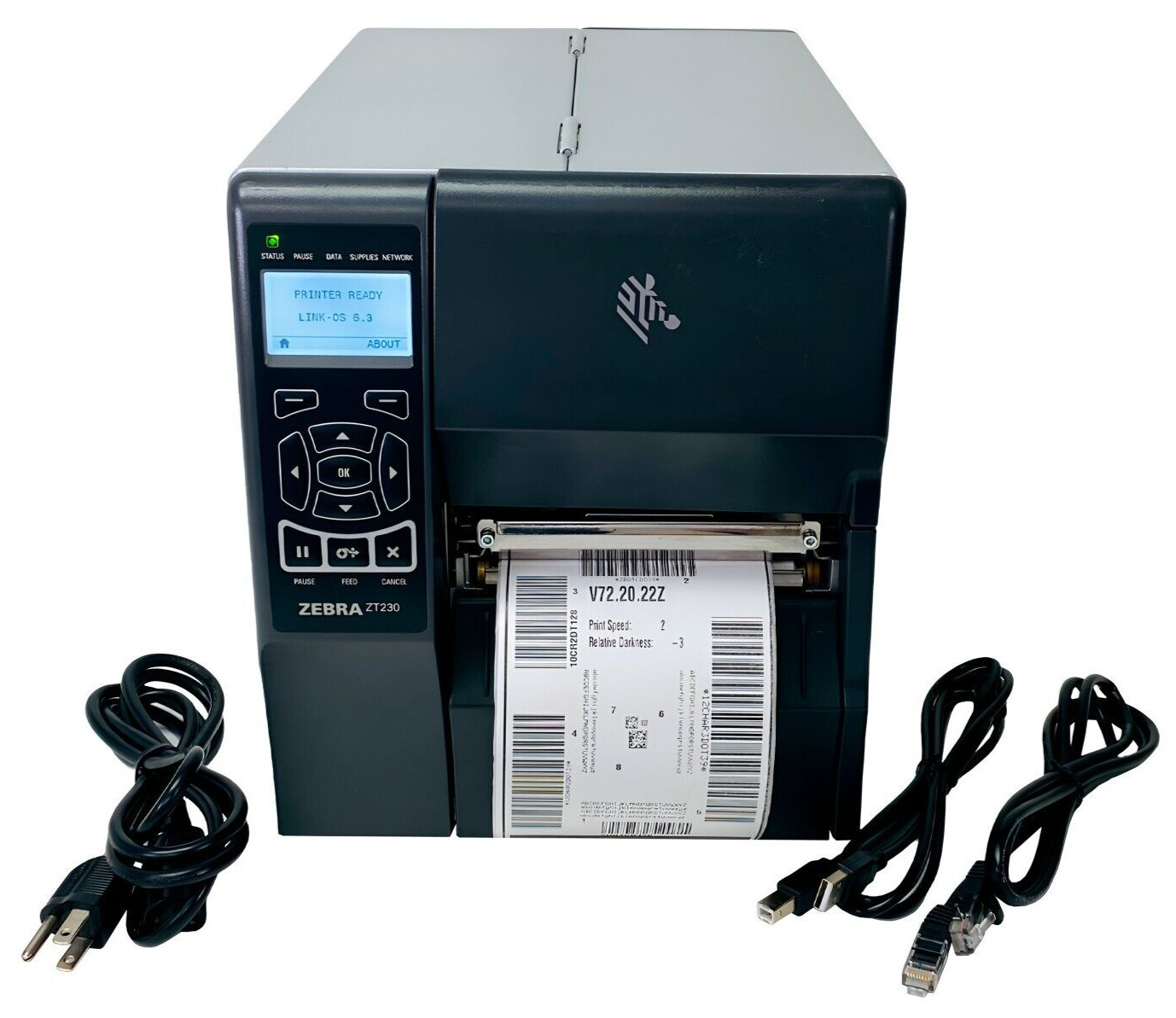 BUNDLE Zebra ZT230 Thermal Transfer Industrial Barcode Label Printer LAN USB