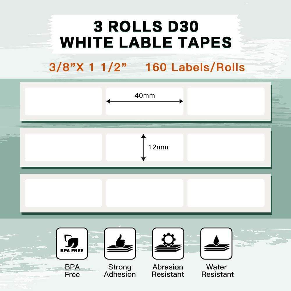 Phomemo 3 Rolls Circle White Square 12 x 40 mm Self-Adhesive Thermal Labels