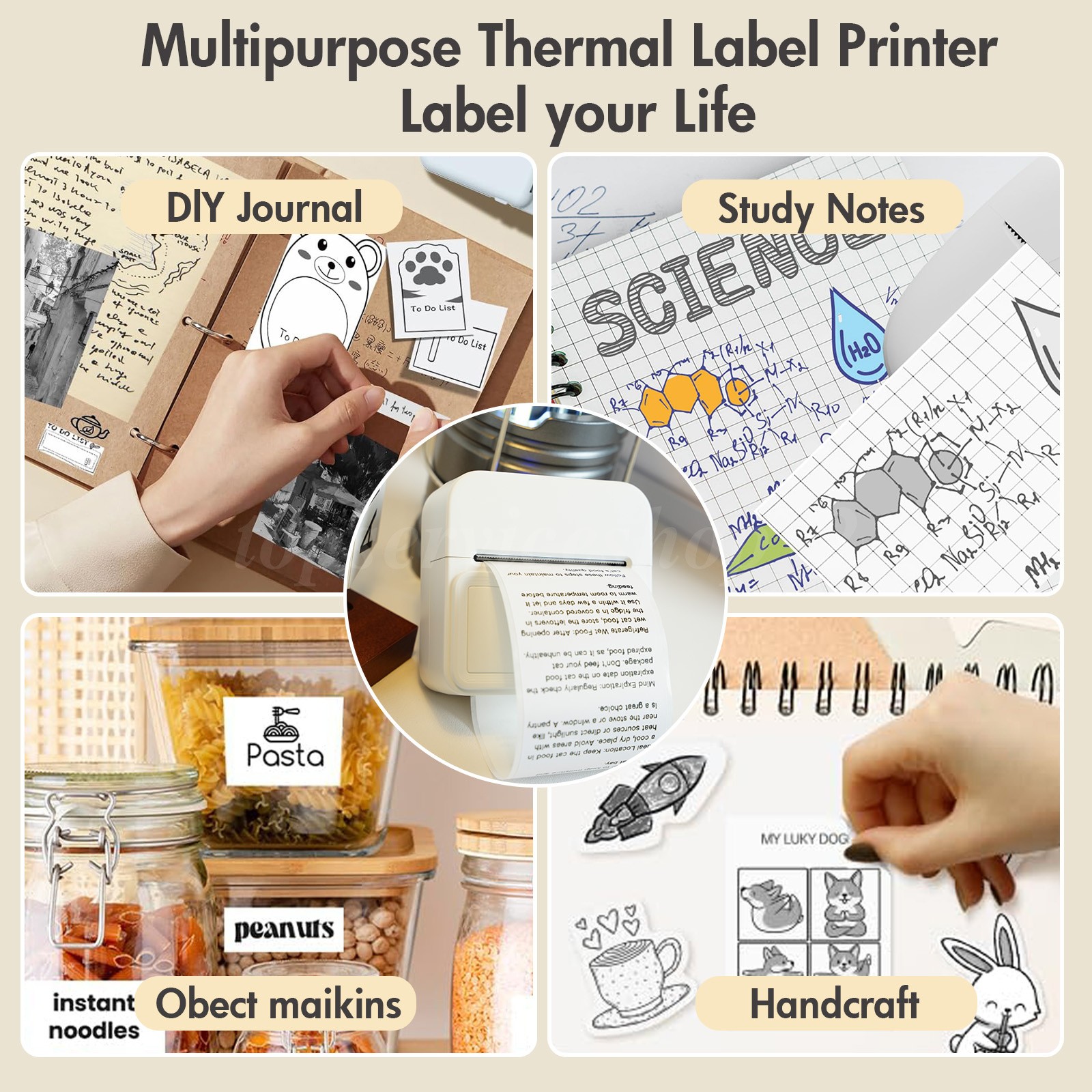 10PCS Wireless Mini Inkless Thermal Label Printer Portable Bluetooth Label Maker