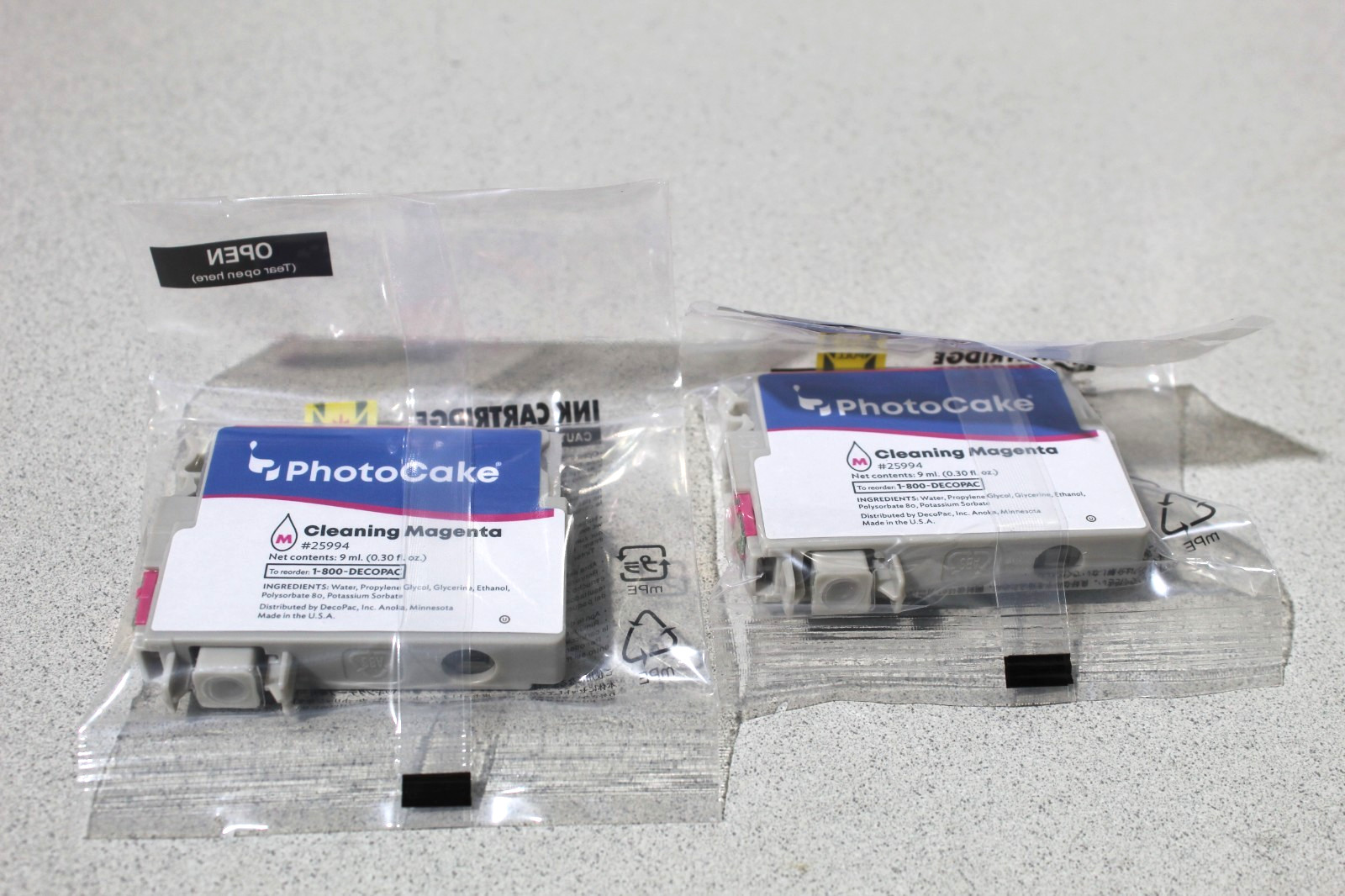 Photo Cake ink Cleaning Cartridges Cyan / Magenta / Yellow/ Black 8 in lot