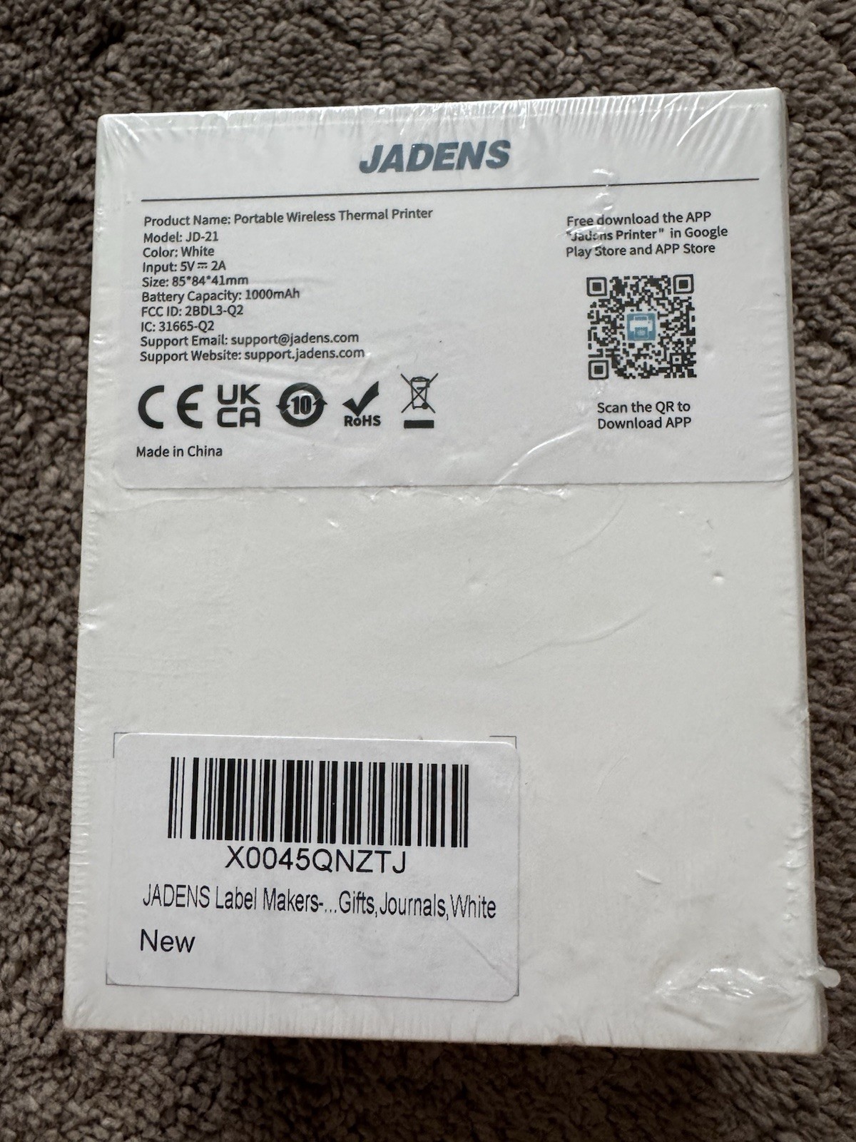 jadens Portable thermal label printer White