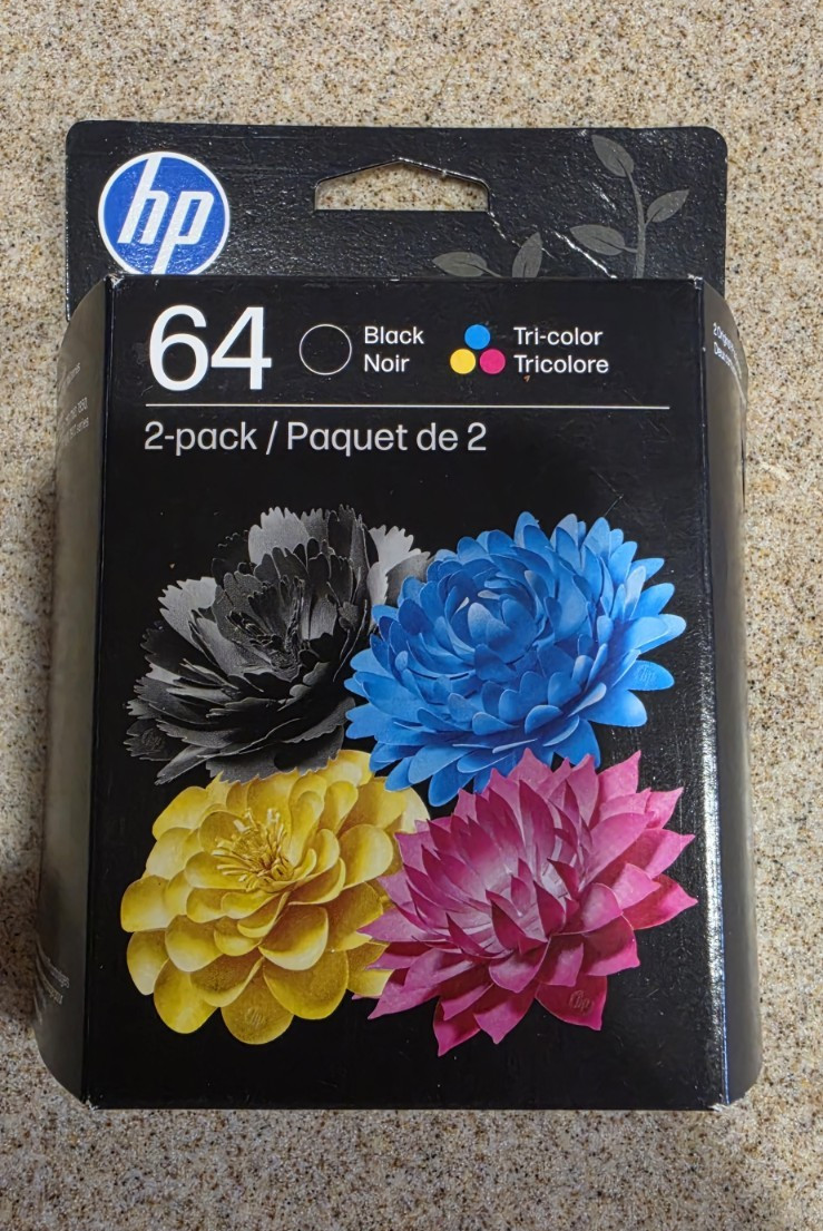 HP 64 Genuine/Original Inkjet Ink Cartridges 2-Pack Combo Black & Tri-Color