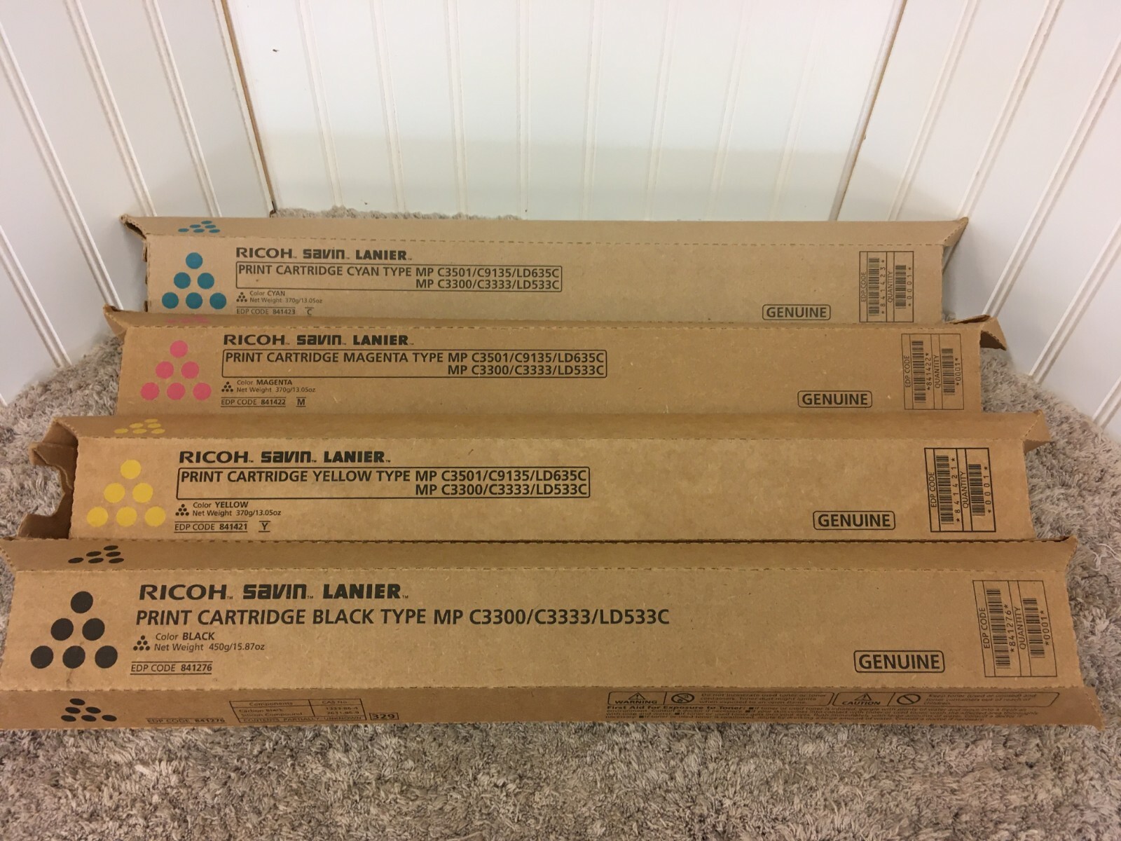 Ricoh 841421, 841422, 841423 841276 Toner Cartridge MP C3300, C3333 LD533C SET