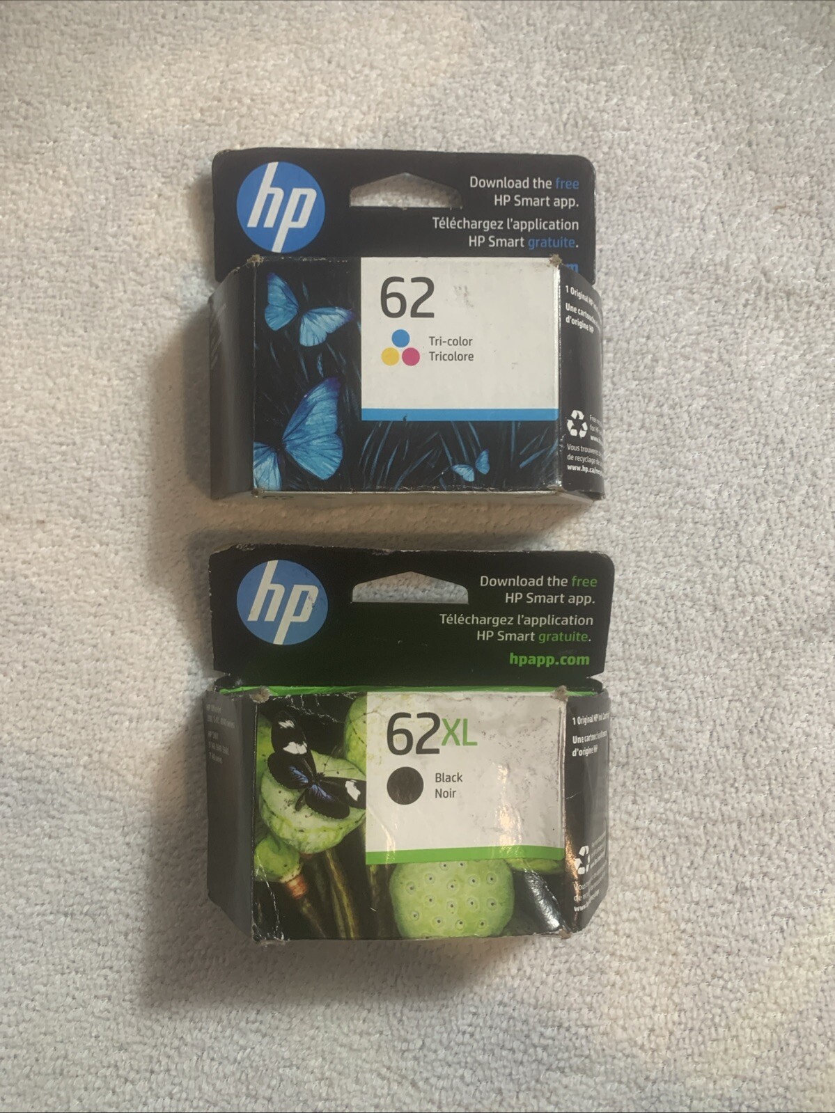 2pack HP 62 Black + Tri-color Original Ink Cartridges, N9H64FN#140 Exp:feb 2026