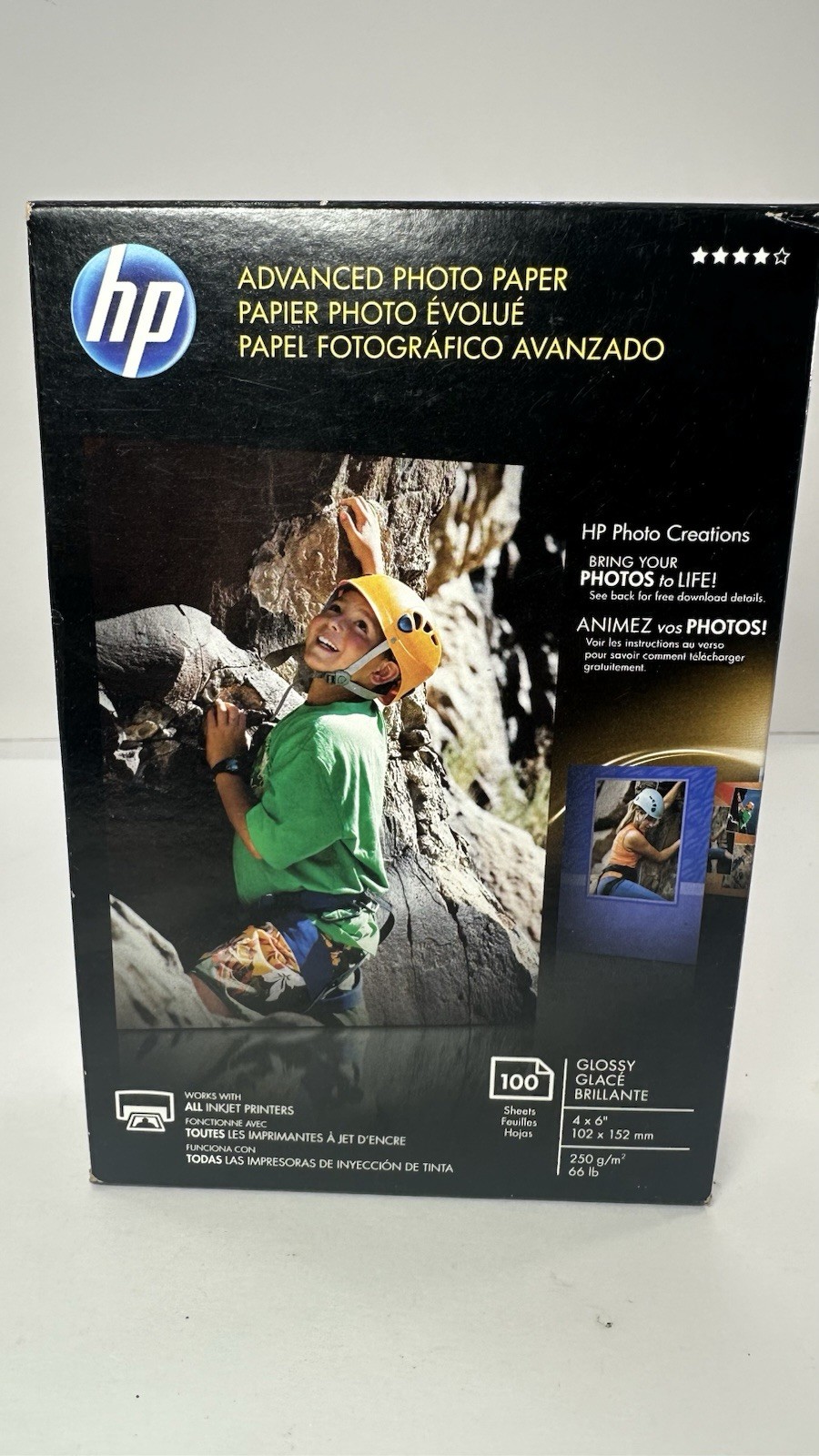 HP Advanced Glossy Photo Paper Q6638-60024 Q6638A 10016 100 Sheet 4X6 66lb NEW