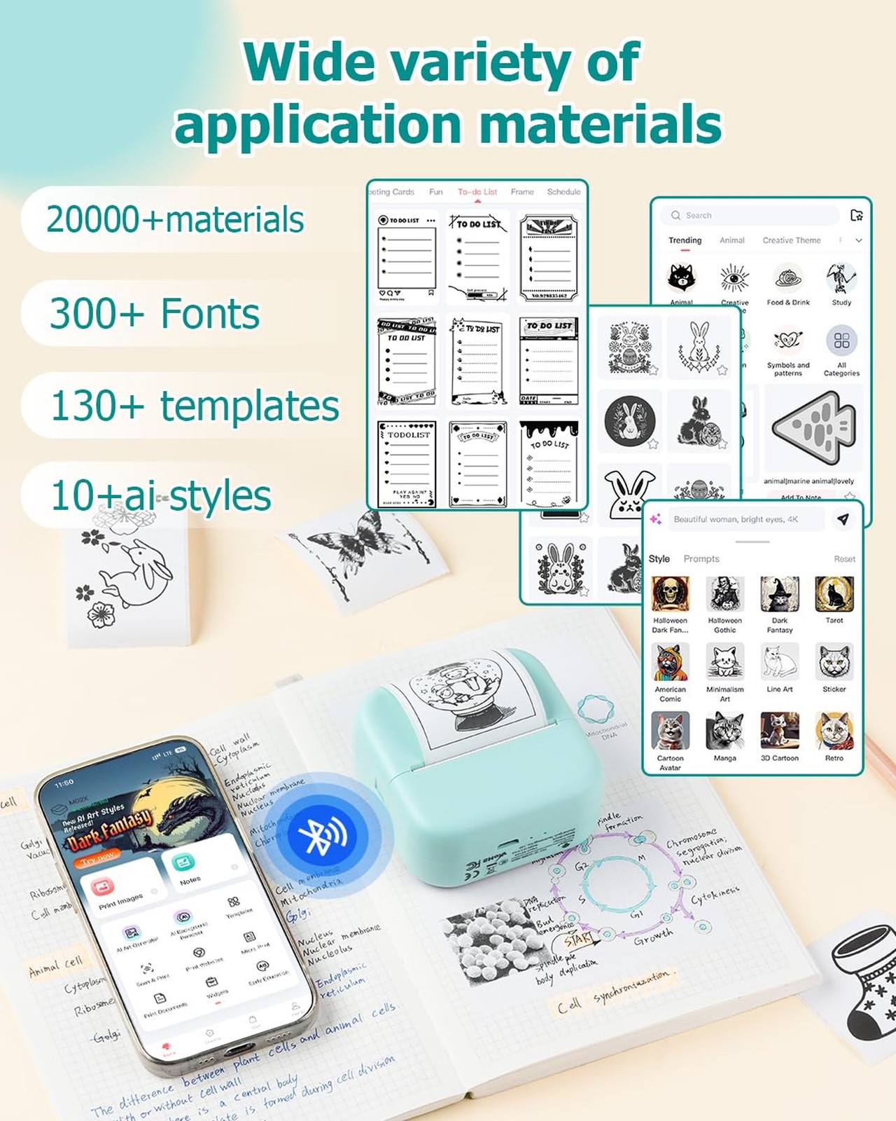Mini Sticker Printer – APP AI Drawing for Kids Sticker Maker Machine Portable…