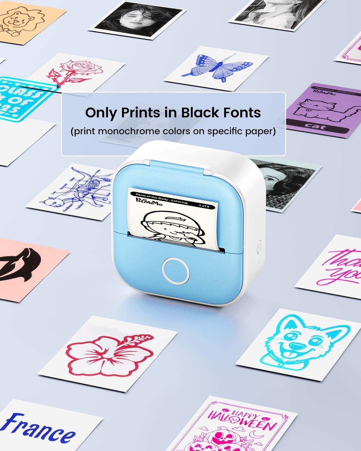 Mini Sticker Printer,Inkless Bluetooth Thermal Label & Photo Printer with App