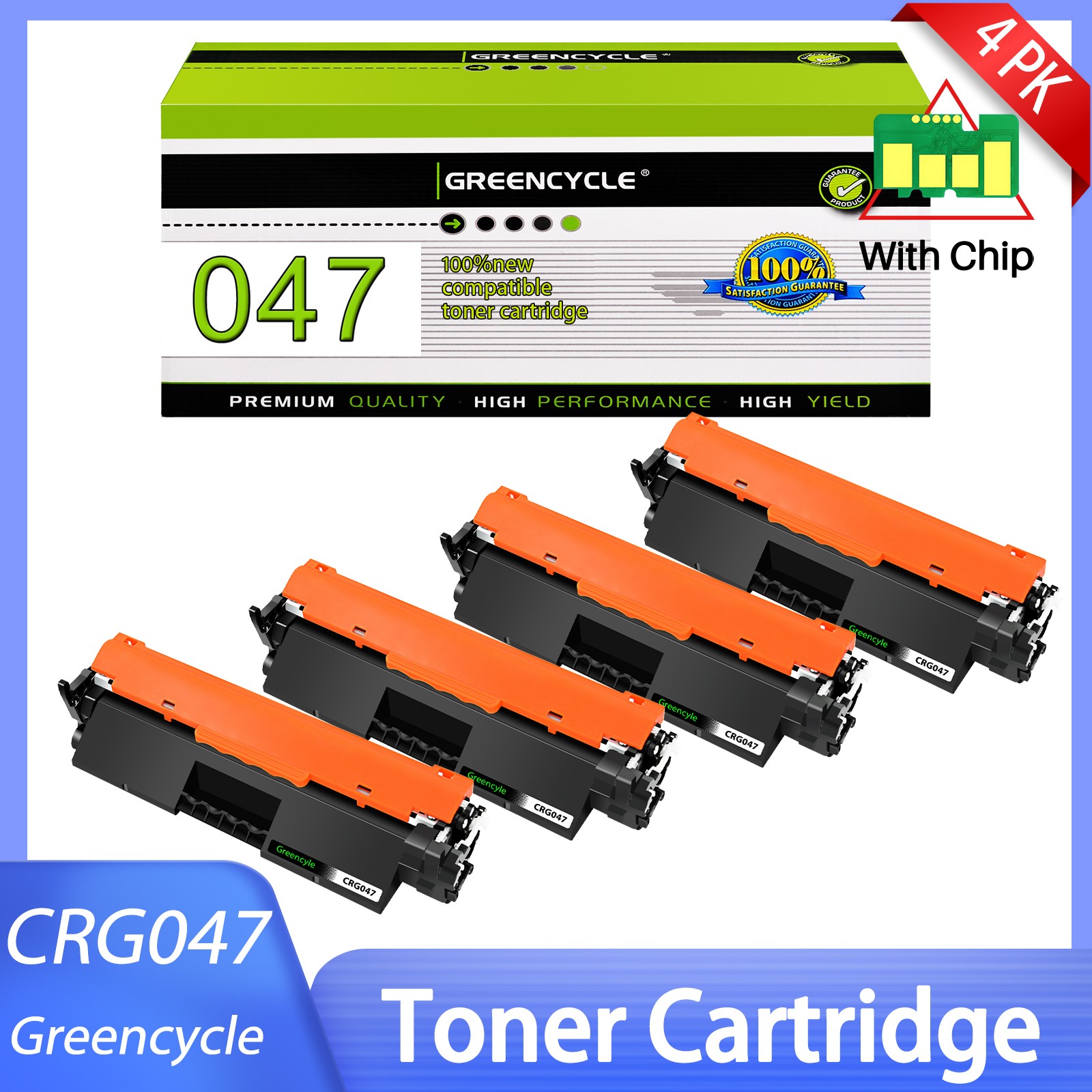 4PK CRG047 Toner Cartridge Black Compatible for Canon ImageClass MF110 MF112