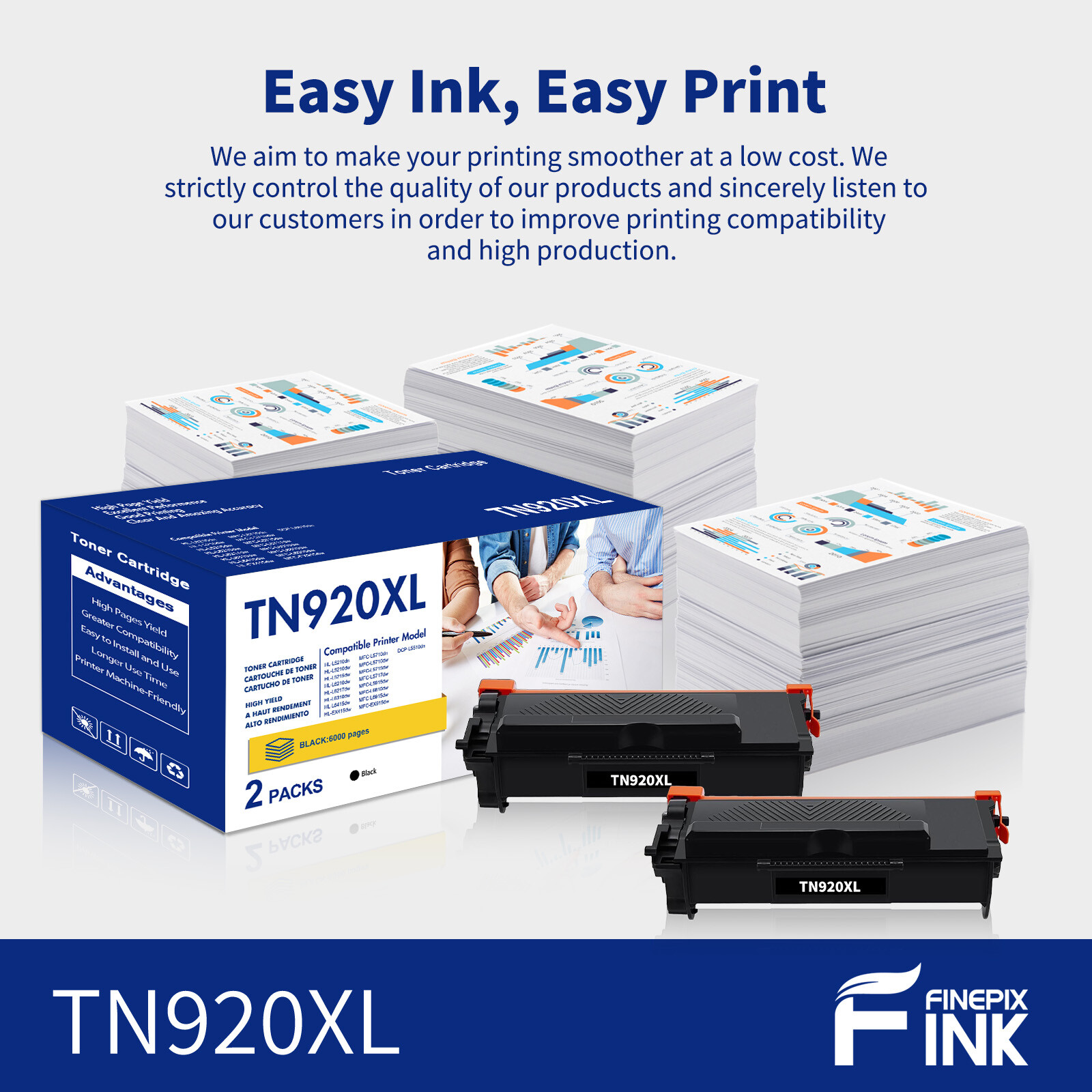 2PK TN920XL Toner for Brother TN920 HL L5210DN L5210DW MFC-L6915DW Printer