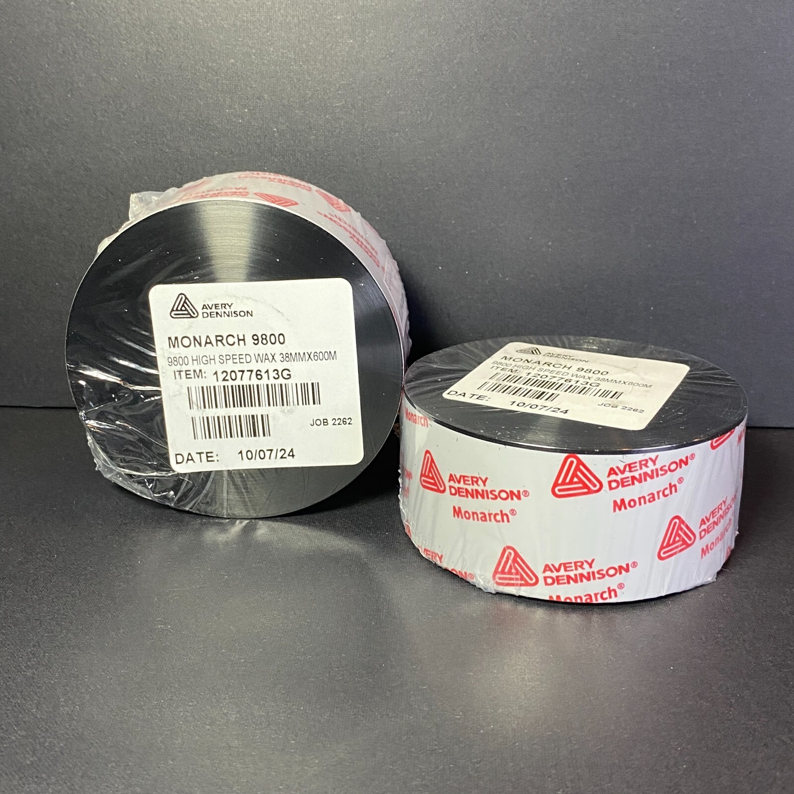 Avery Dennison Monarch 9800 High Speed Wax 38mm x 600m 120776113G LOT OF 2 ROLLS