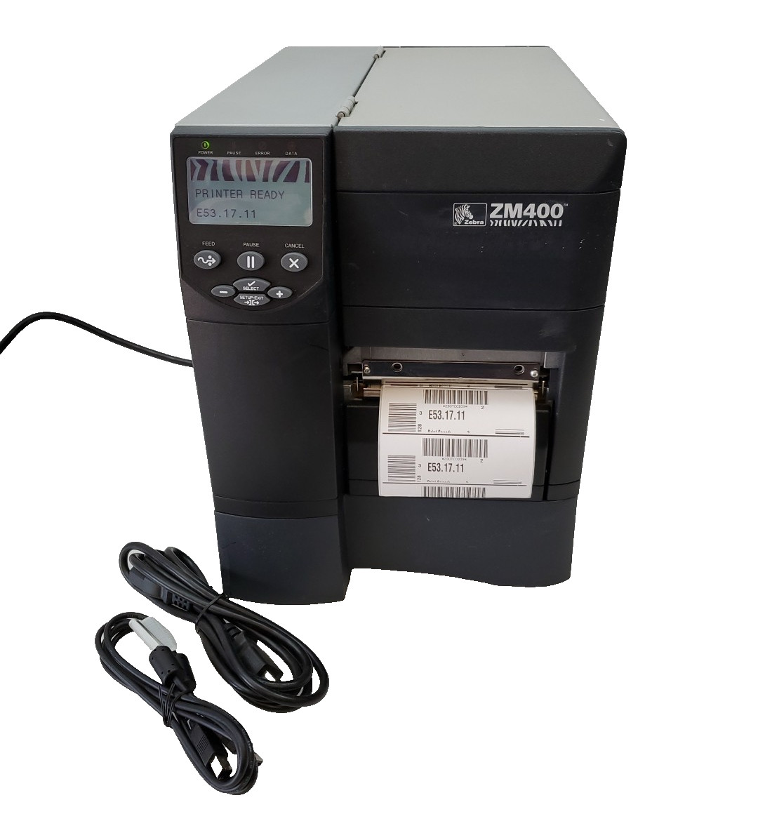 Zebra ZM400 Thermal Transfer Label Printer Ethernet USB w/ Power Cord