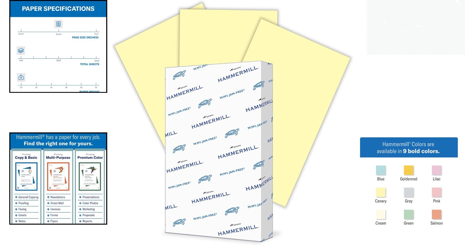 20 lb Canary Yellow Colored Printer Paper – 8.5 x 14, 500 Sheets, Eco-Friendly