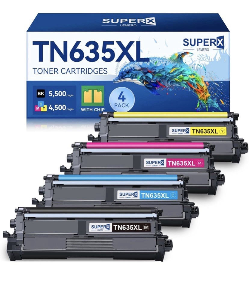 Toner Bank TN635XL High Yield Laser Toner 4-Pack for Brother HL-L8430CDW & More