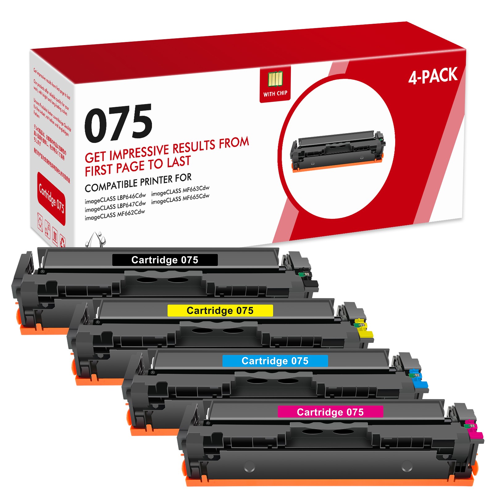 075 Toner Cartridge Set for Canon Color ImageCLASS LBP646Cdw MF665CDW MF662CDW