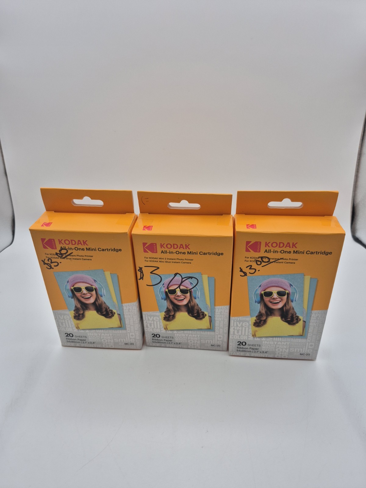 Lot of 3 Kodak All-in-ONe Mini Cartridge 60 Sheets Total 2.1″ x 3.4″ New Sealed