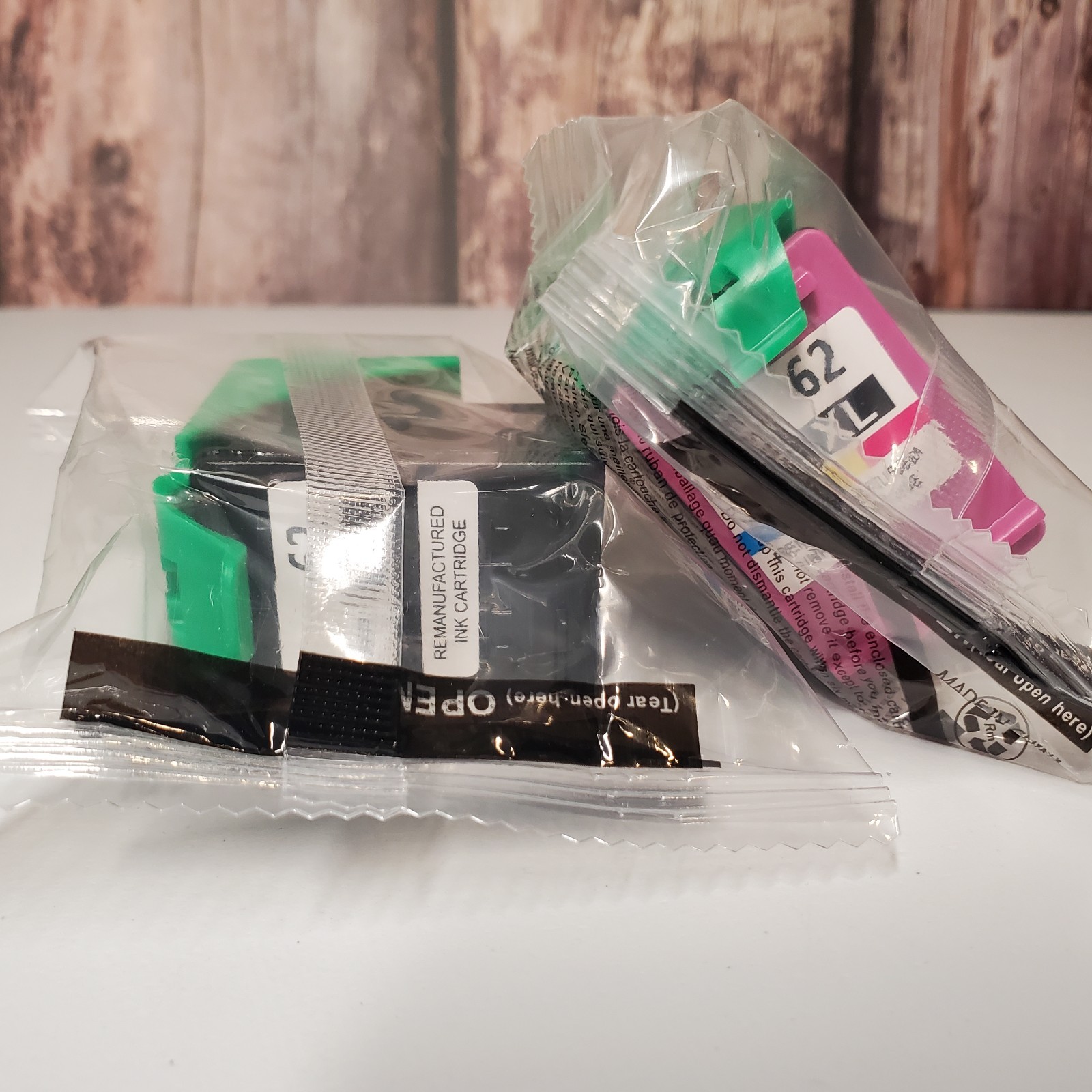 Two Inkfun 62XL Printer Ink Compatible HP 62 Ink Cartridges-Tri color & Black