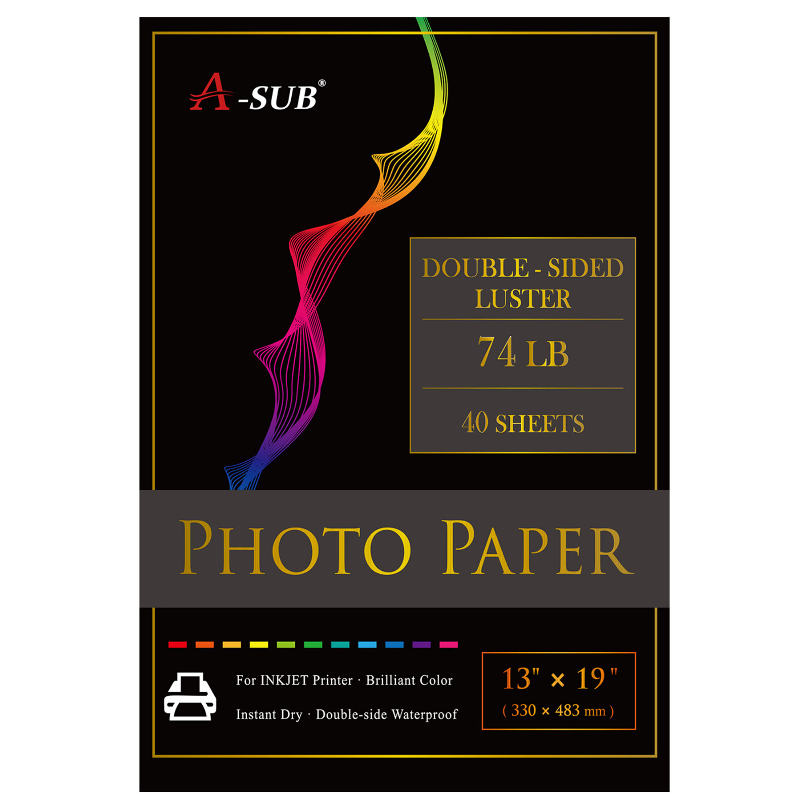 A-SUB Inkjet Photo Paper 13×19 Double Sided Luster 74lb Heavyweight A3+ Canon HP