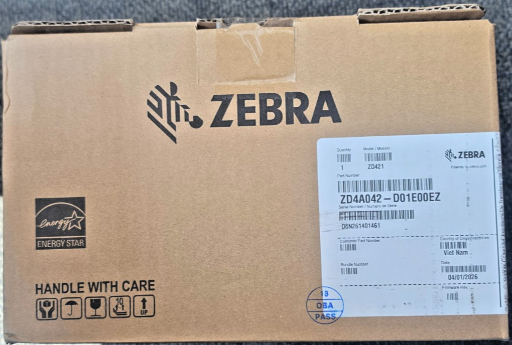 Zebra ZD421d Advanced 4-Inch Direct Thermal Desktop Printer- D01E00EZ SEALED!!!