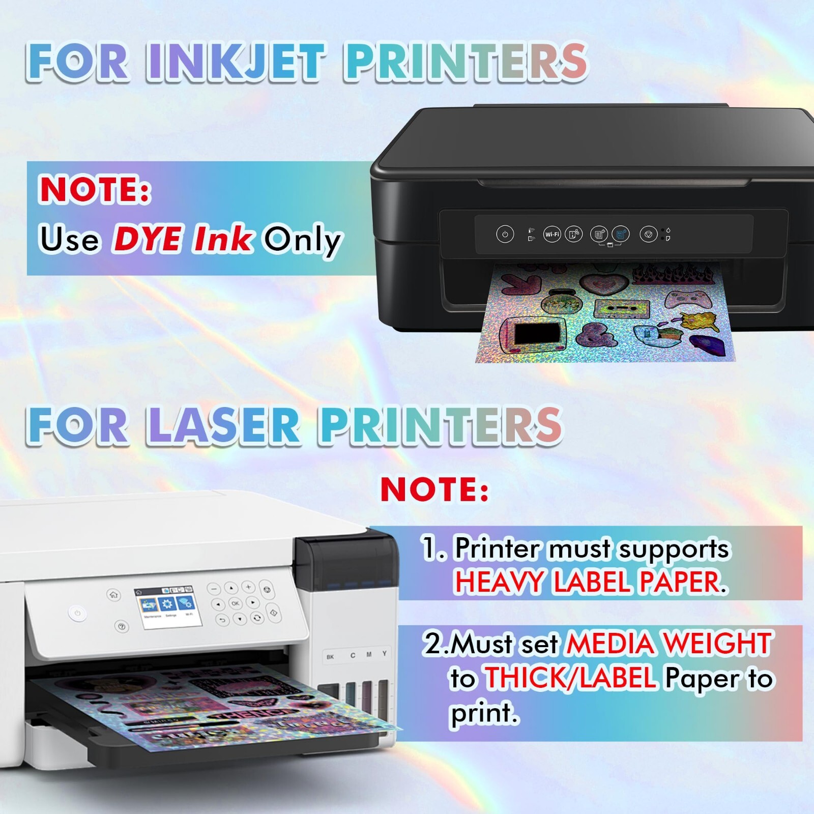Lot Multiple Patterns – Koala Holographic Vinyl Sticker Paper for Inkjet Laser
