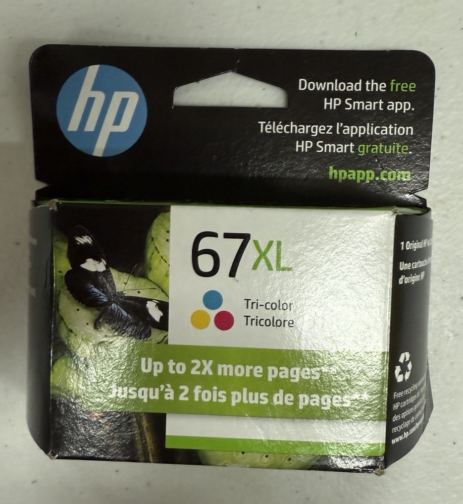 NEW HP 67XL Tri-Color Original High Yield Ink Cartridge EXP 02/2027