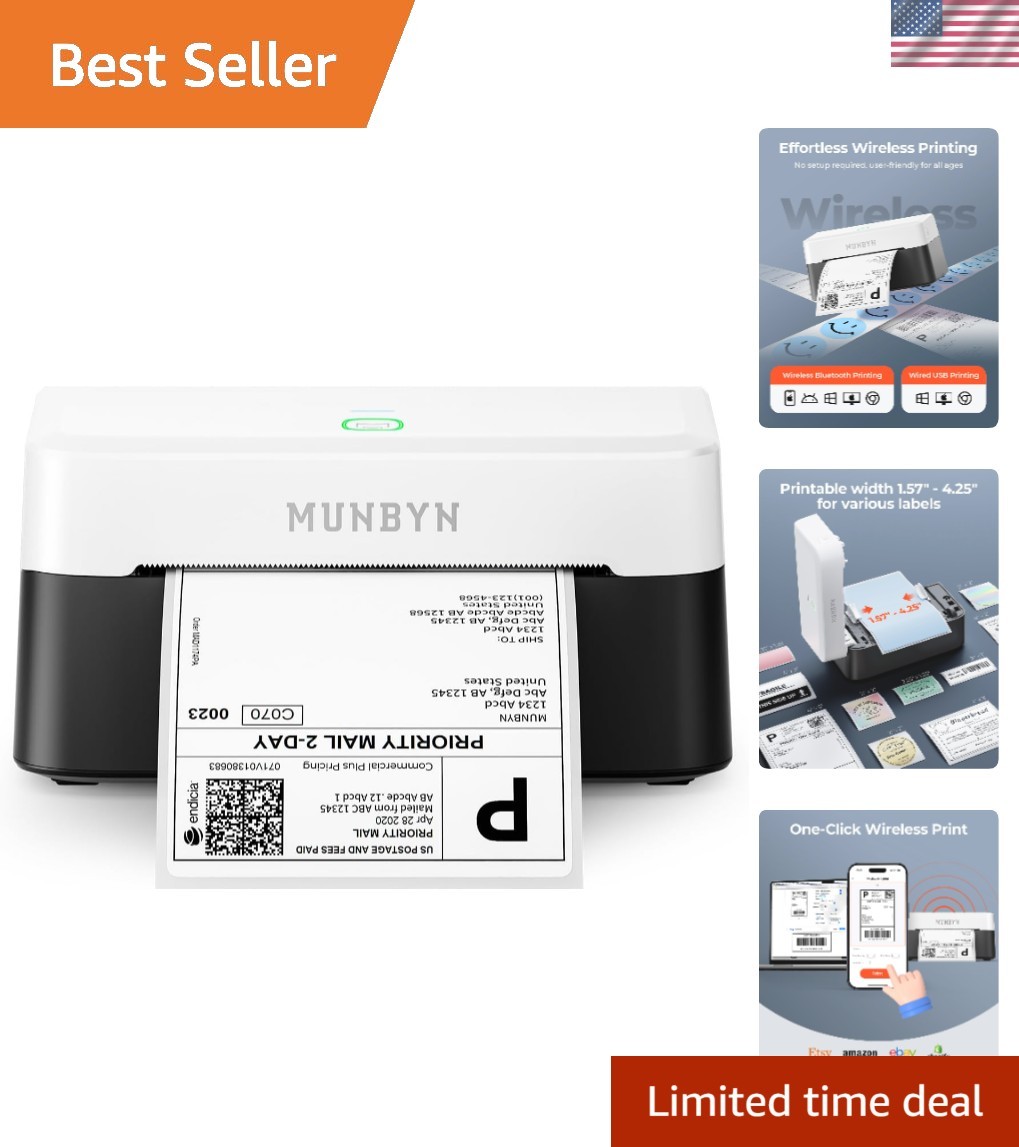 Compact Wireless Thermal Label Printer – RW403B, Ideal for Home, Office & School