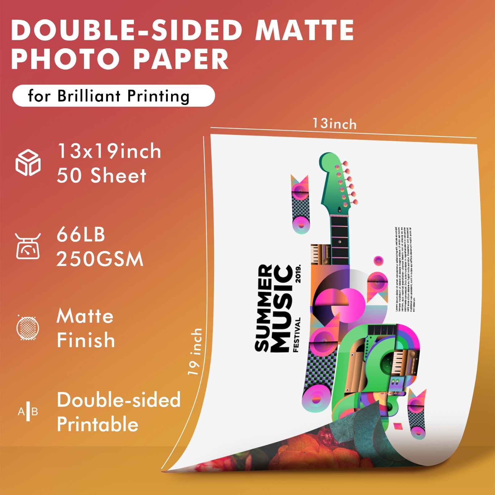 Koala Inkjet Printer Photo Paper Double Sided Matte 13×19 66lb Heavyweight 50Sh