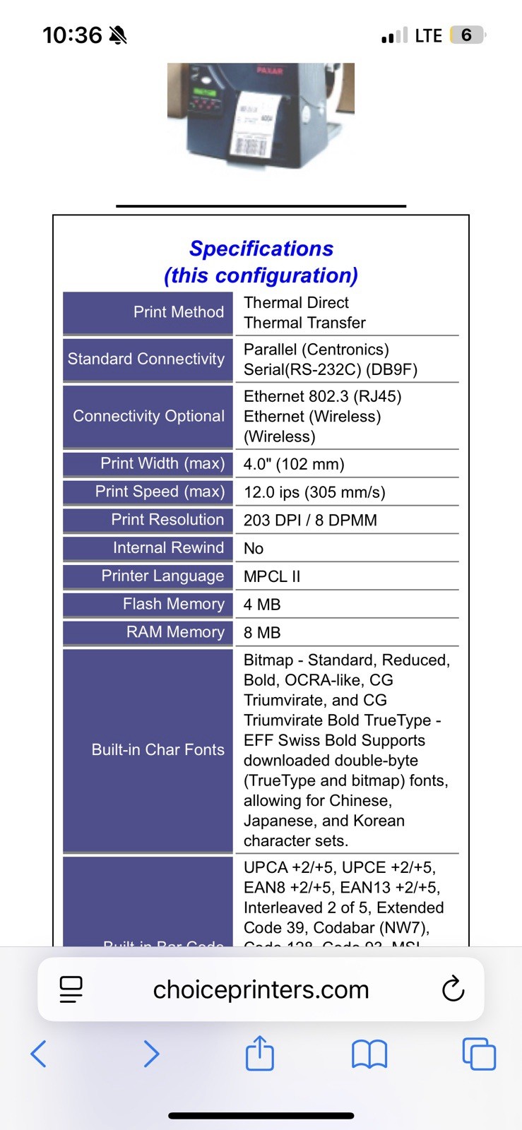 Monarch 9850 Thermal Barcode Label Printer