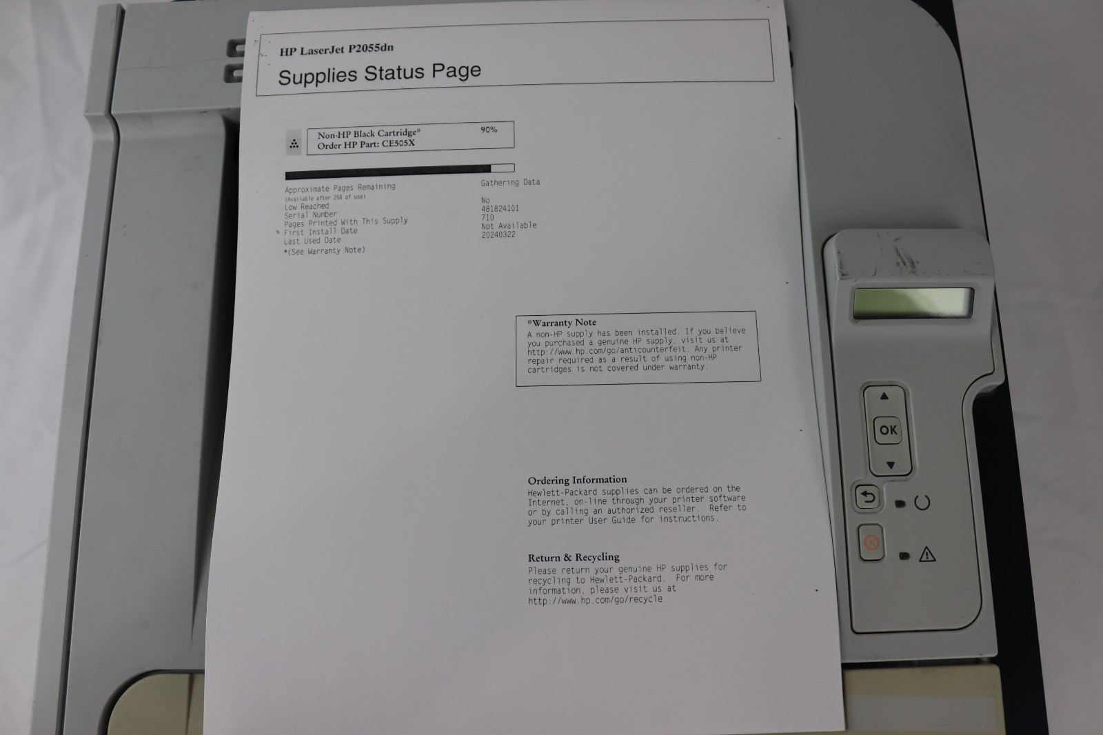 HP LaserJet P2055DN Monochrome Laser Printer (CE459A) 133,929 Pages Tested Used