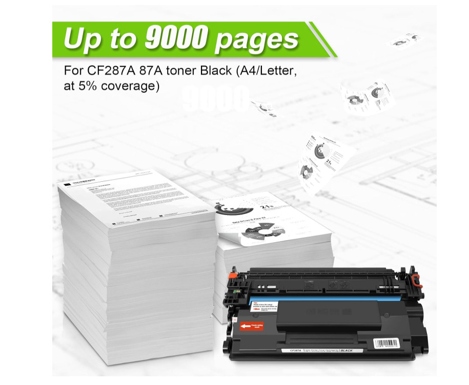 2 Pack Black Toner Cartridge Replacement for HP 87A 287A 87X 287X, HP Laserjet