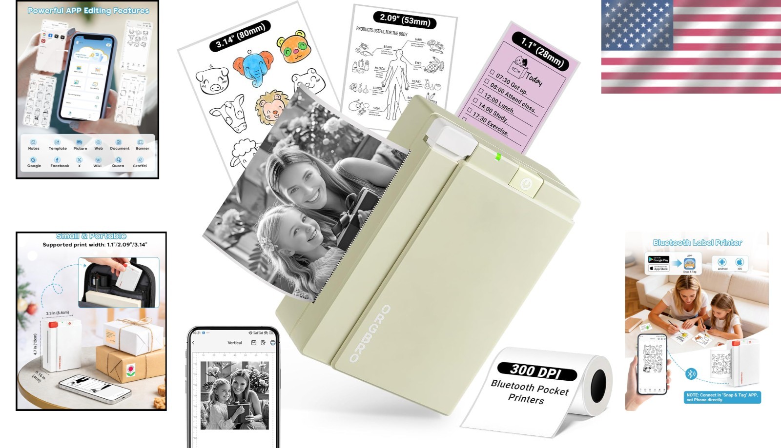 Versatile 2-3 Inch Bluetooth Sticker Printer – DIY Crafts and Photos Made Easy!