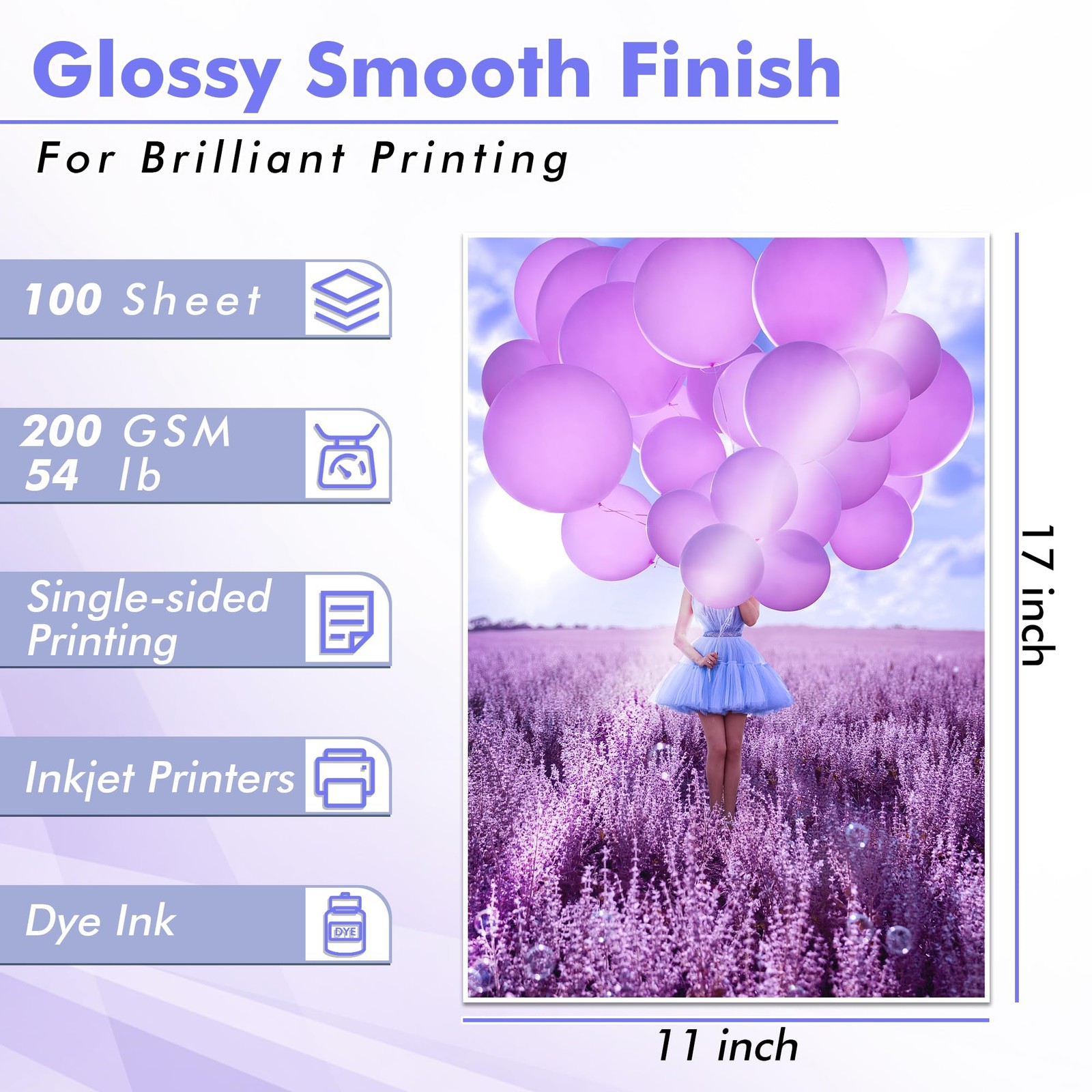 100 Sheets 11×17″ 30LB Koala Glossy Thin Inkjet Paper for DYE INK 115gsm