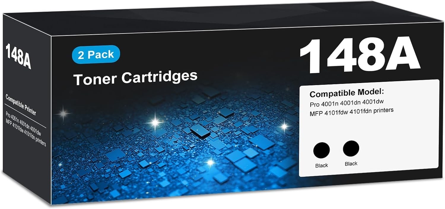 2 Pack 148A W1480A Black Toner Cartridge for HP LaserJet Pro 4001n 4001dn…