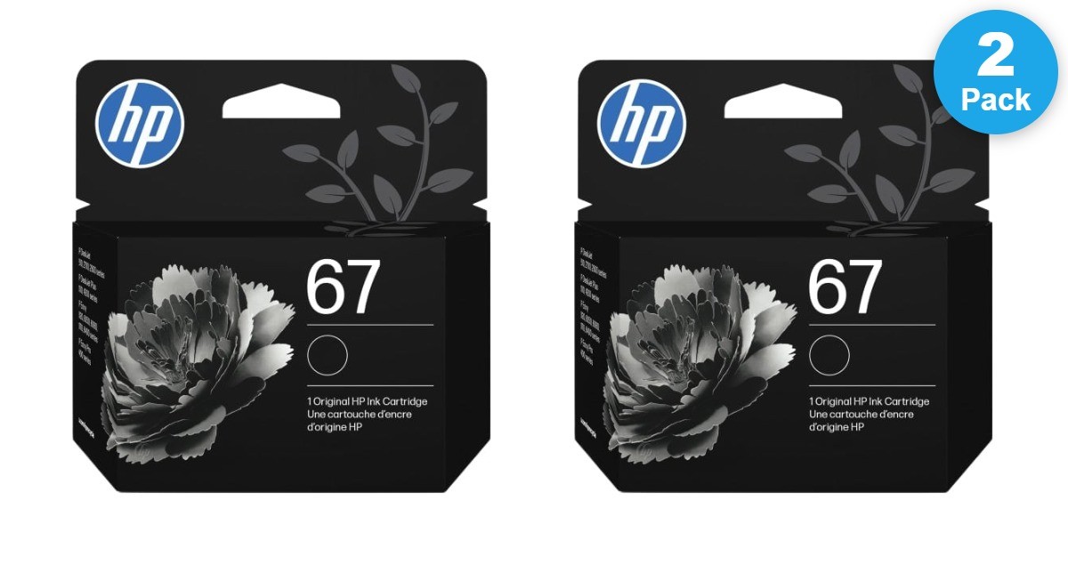 HP 67 Ink Cartridge – Black (3YM56AN) 2 Pack, 07/27