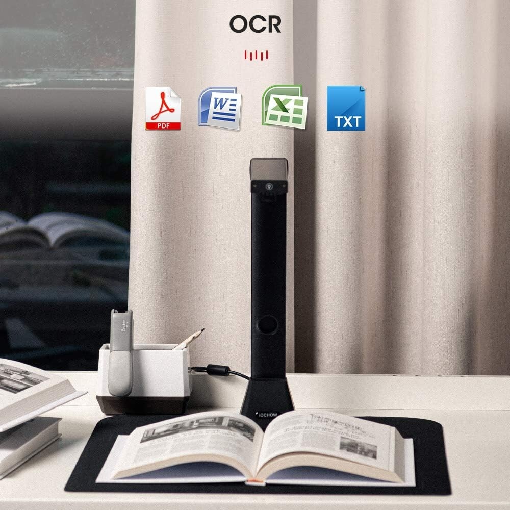 iOChow S5 Document Camera & Book Scanner 22MP capture HD Portable OCR Flatten