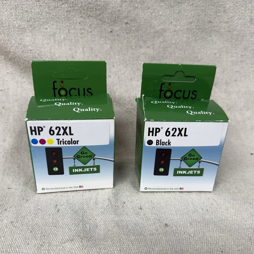 Focus Inkjet Cartridges Set for HP 62XL Black & Tri-Color
