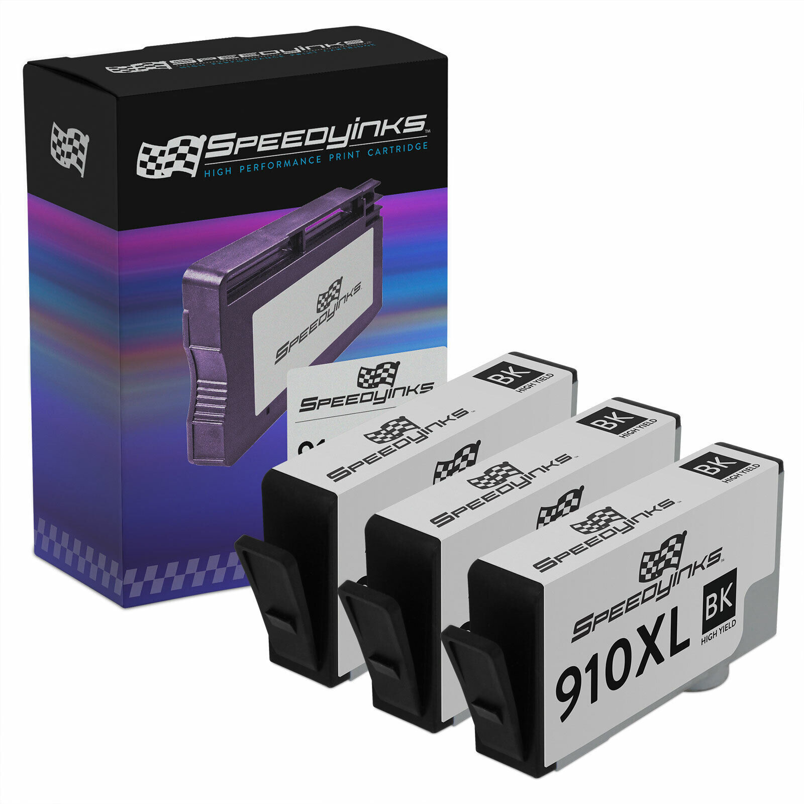 Speedy 3PK REMAN HP 910XL 3YL65AN HY Black Ink OfficeJet 8010 8020 8025 8030